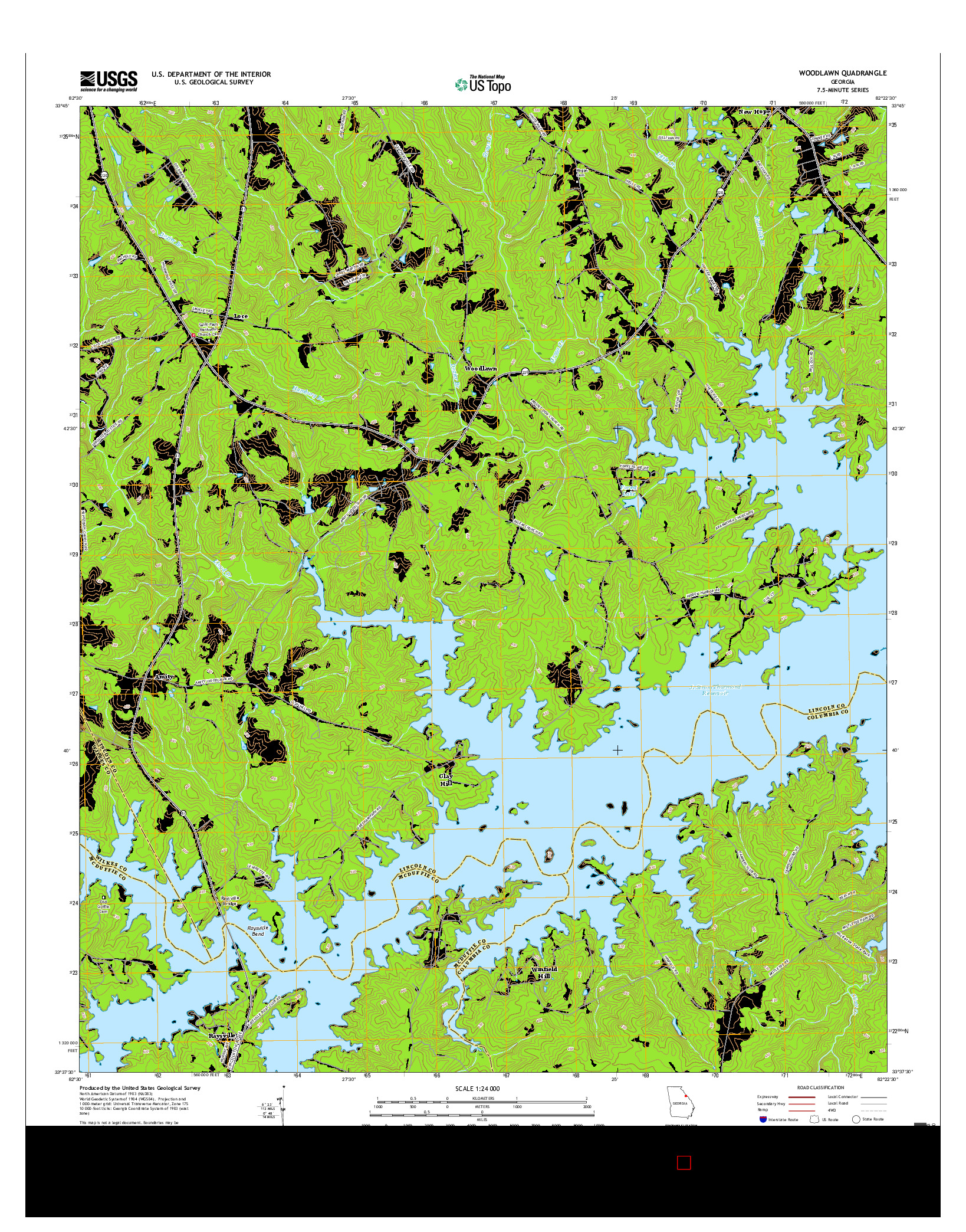 USGS US TOPO 7.5-MINUTE MAP FOR WOODLAWN, GA 2017