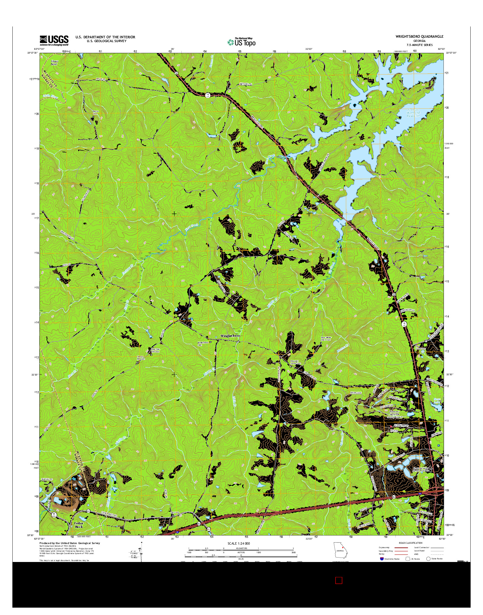 USGS US TOPO 7.5-MINUTE MAP FOR WRIGHTSBORO, GA 2017
