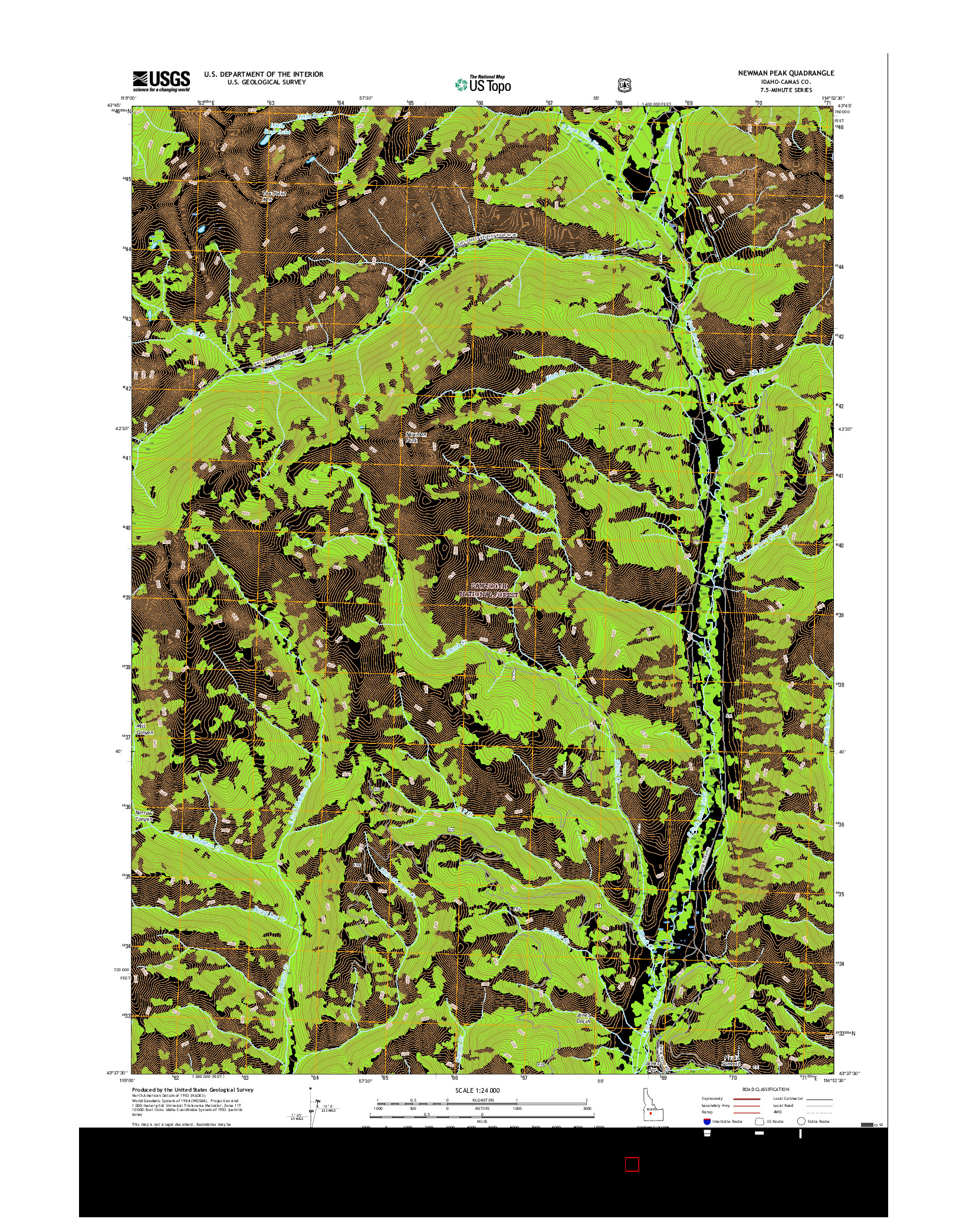 USGS US TOPO 7.5-MINUTE MAP FOR NEWMAN PEAK, ID 2017