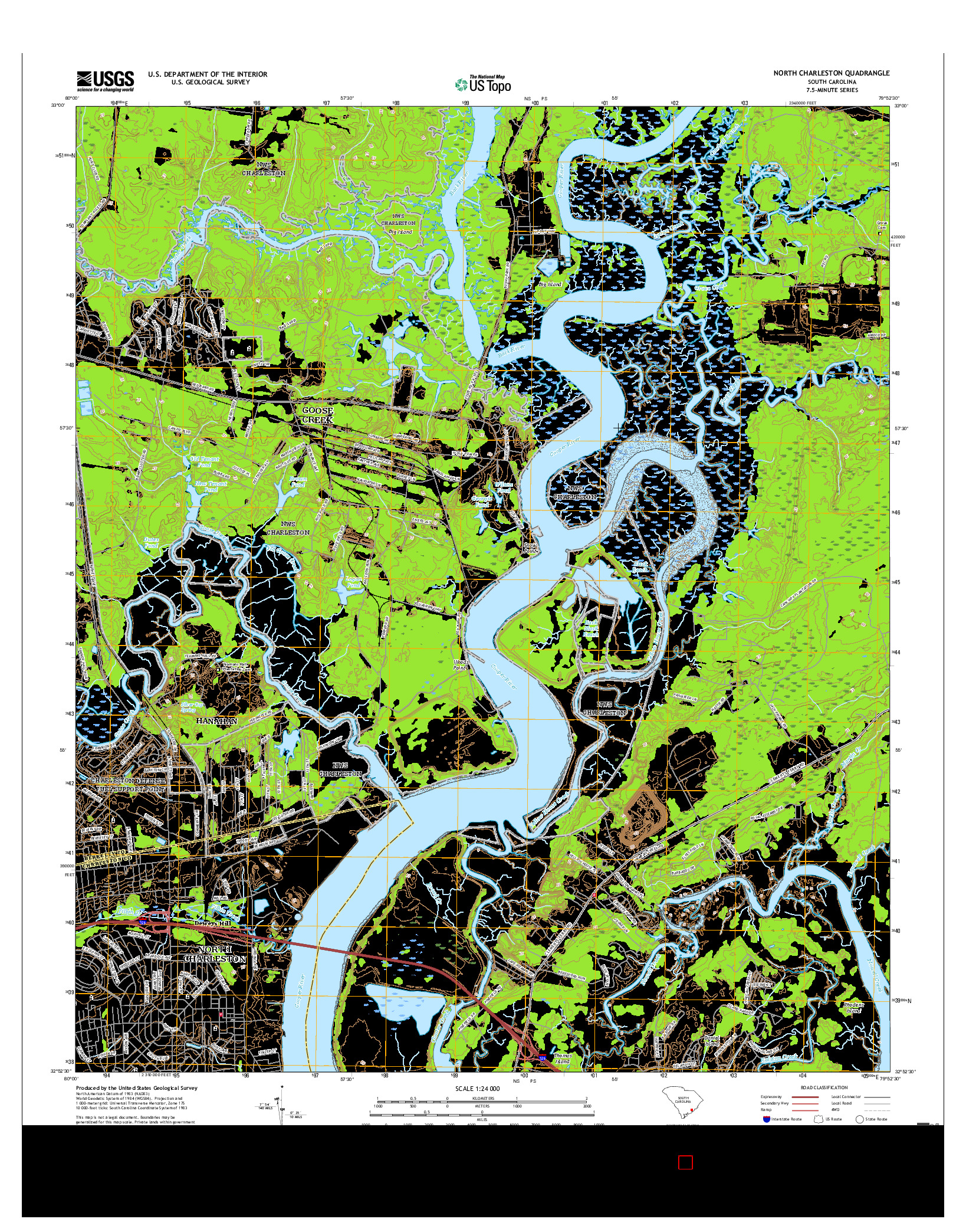 USGS US TOPO 7.5-MINUTE MAP FOR NORTH CHARLESTON, SC 2017