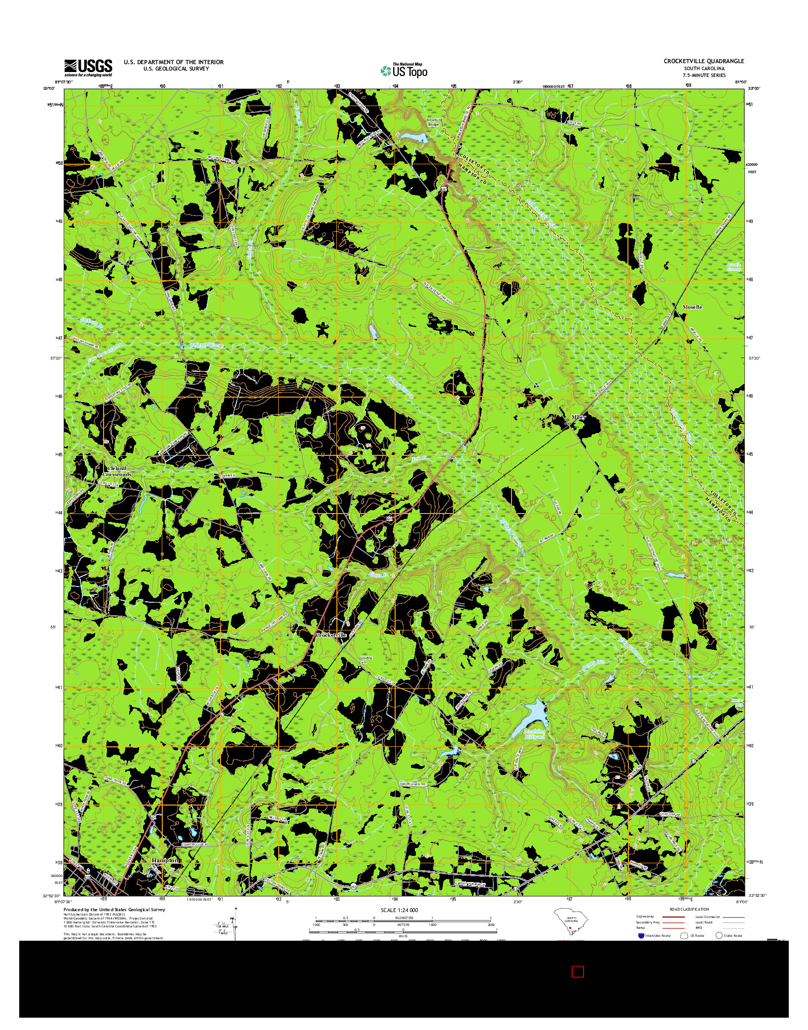 USGS US TOPO 7.5-MINUTE MAP FOR CROCKETVILLE, SC 2017