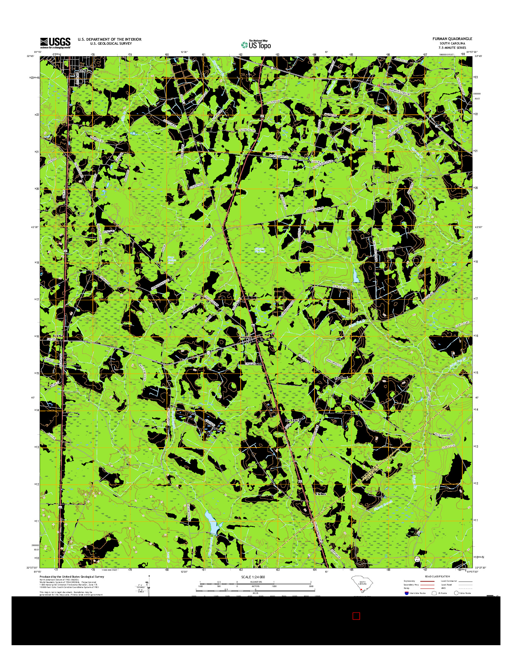 USGS US TOPO 7.5-MINUTE MAP FOR FURMAN, SC 2017