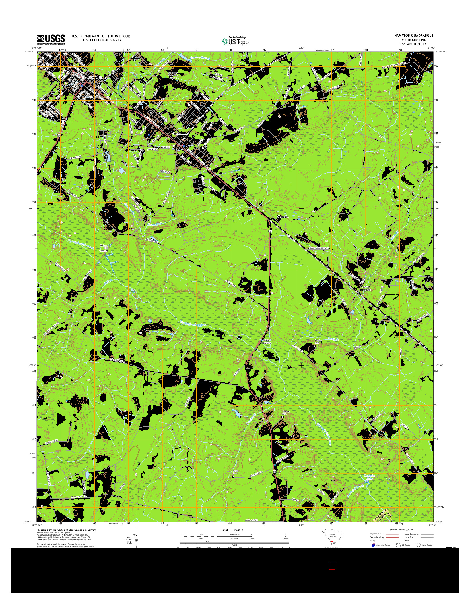 USGS US TOPO 7.5-MINUTE MAP FOR HAMPTON, SC 2017