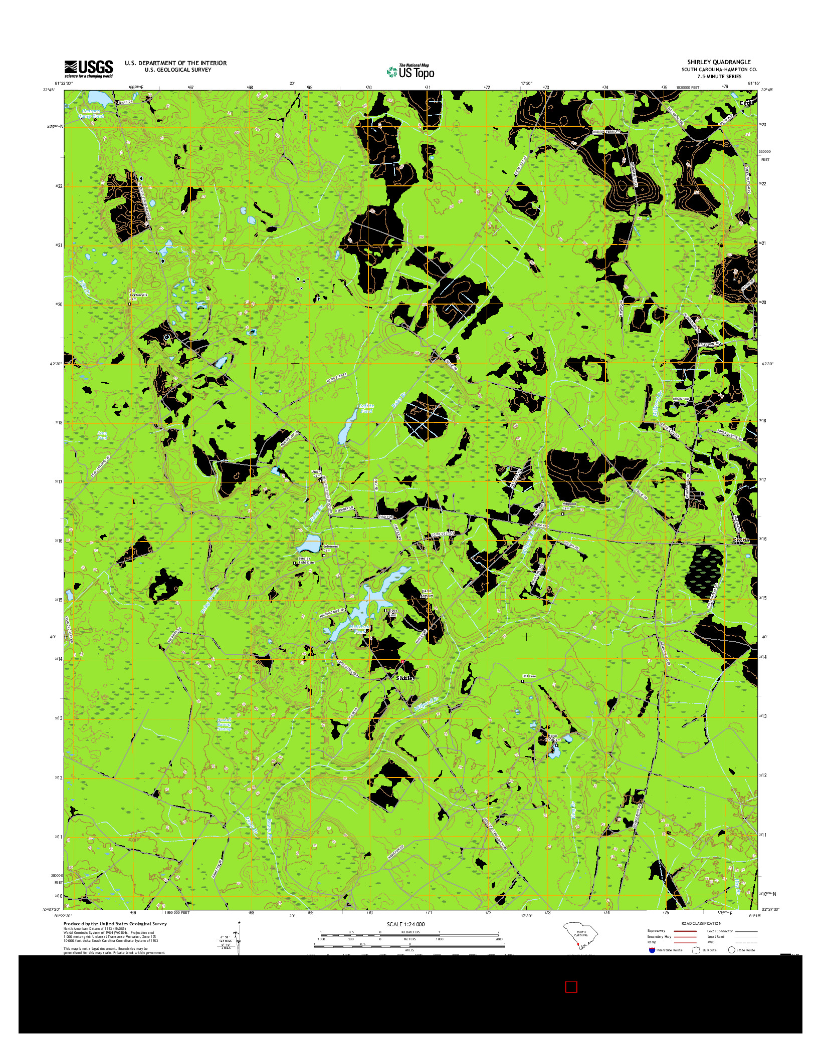 USGS US TOPO 7.5-MINUTE MAP FOR SHIRLEY, SC 2017