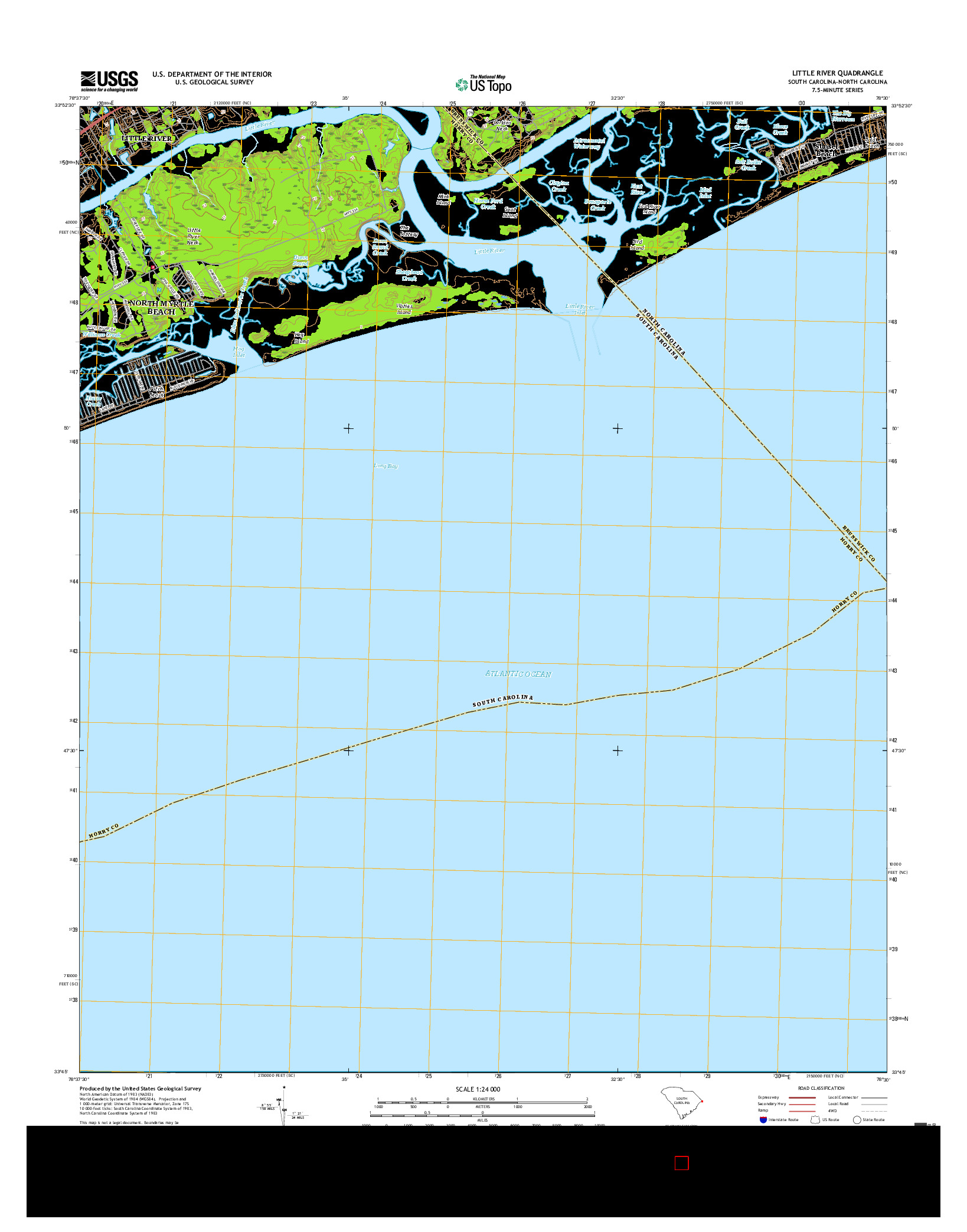 USGS US TOPO 7.5-MINUTE MAP FOR LITTLE RIVER, SC-NC 2017