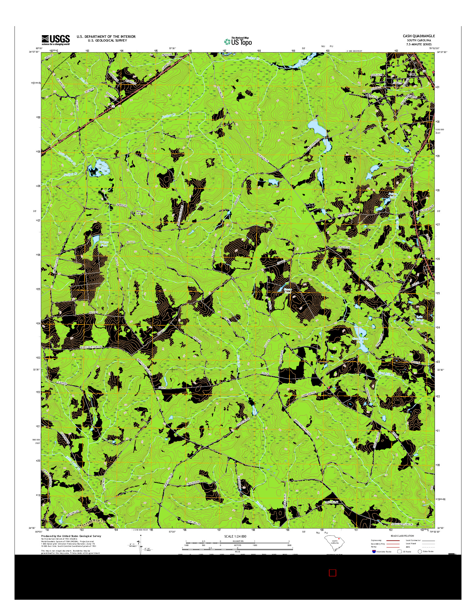 USGS US TOPO 7.5-MINUTE MAP FOR CASH, SC 2017