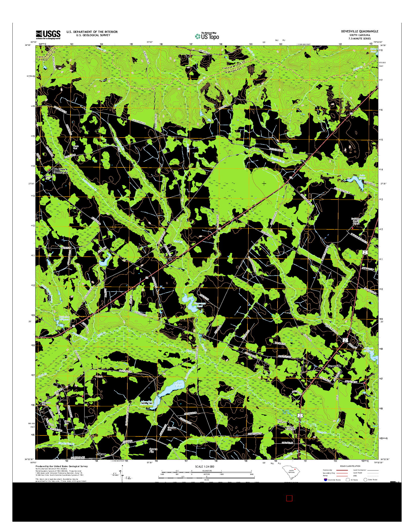 USGS US TOPO 7.5-MINUTE MAP FOR DOVESVILLE, SC 2017