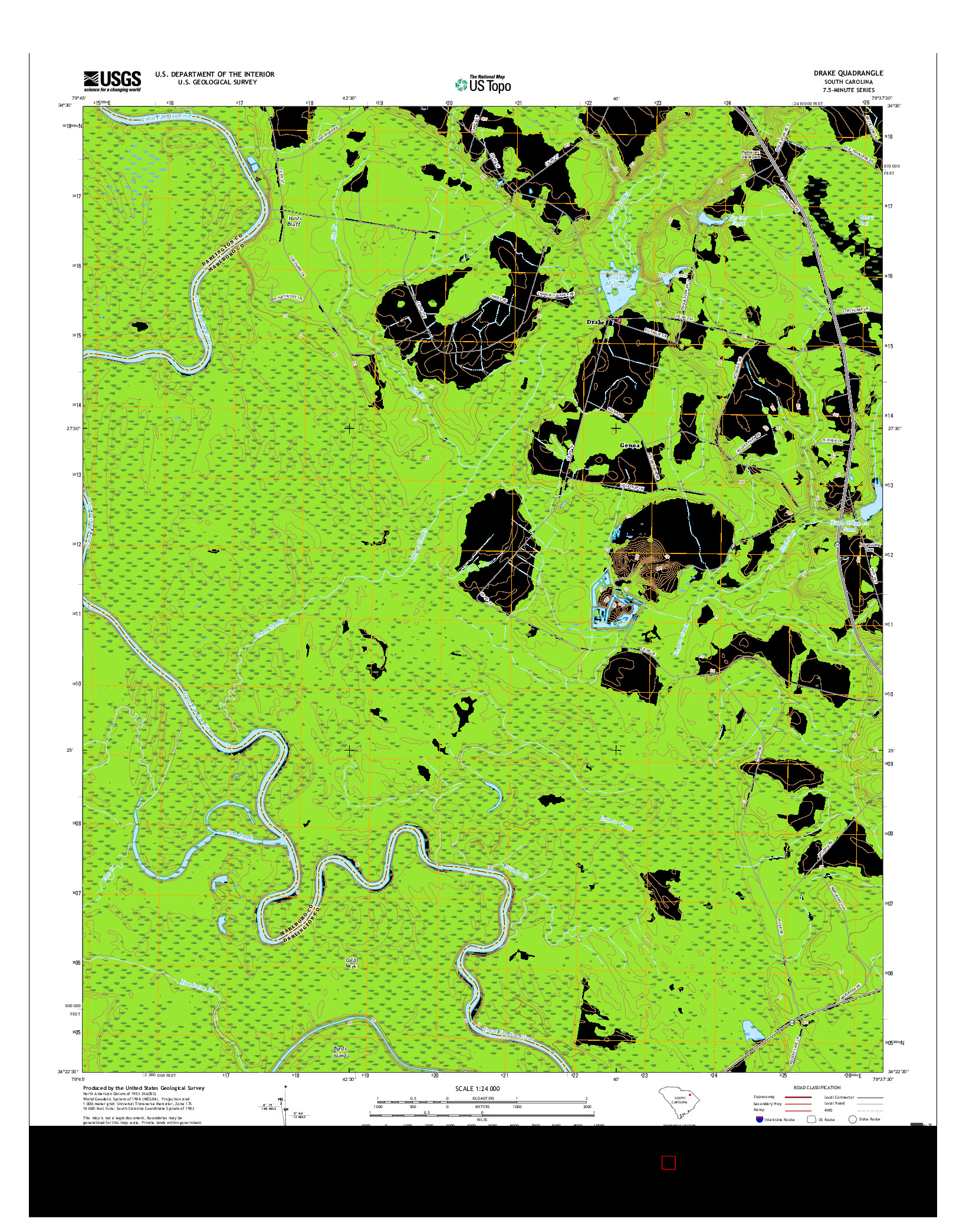 USGS US TOPO 7.5-MINUTE MAP FOR DRAKE, SC 2017