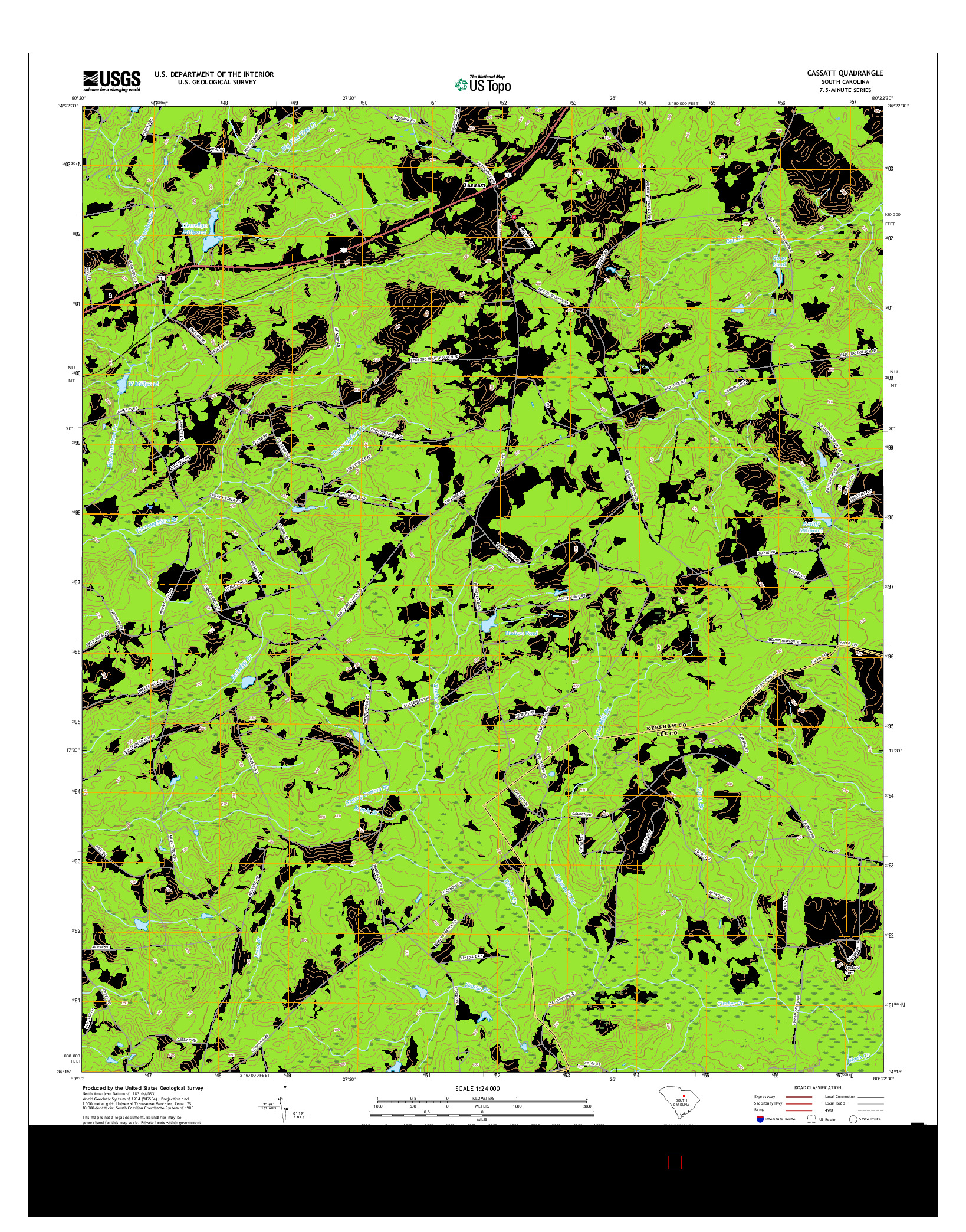 USGS US TOPO 7.5-MINUTE MAP FOR CASSATT, SC 2017