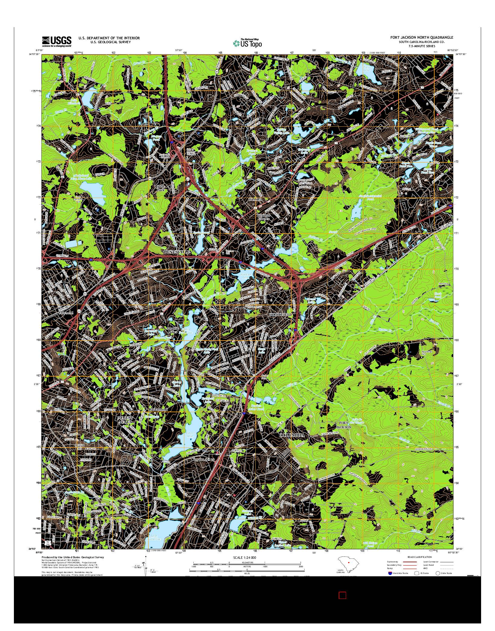 USGS US TOPO 7.5-MINUTE MAP FOR FORT JACKSON NORTH, SC 2017