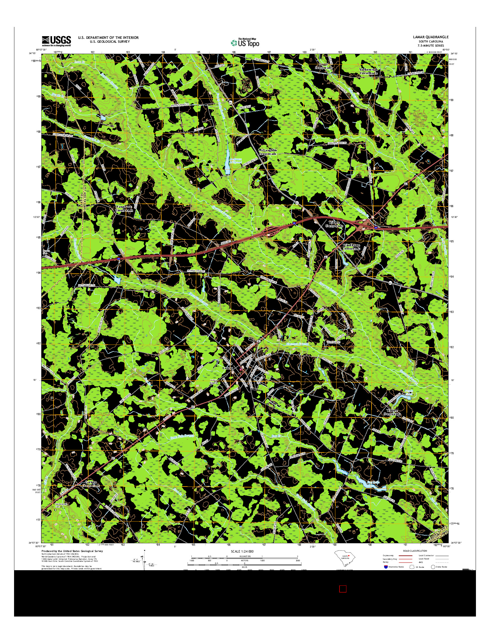 USGS US TOPO 7.5-MINUTE MAP FOR LAMAR, SC 2017