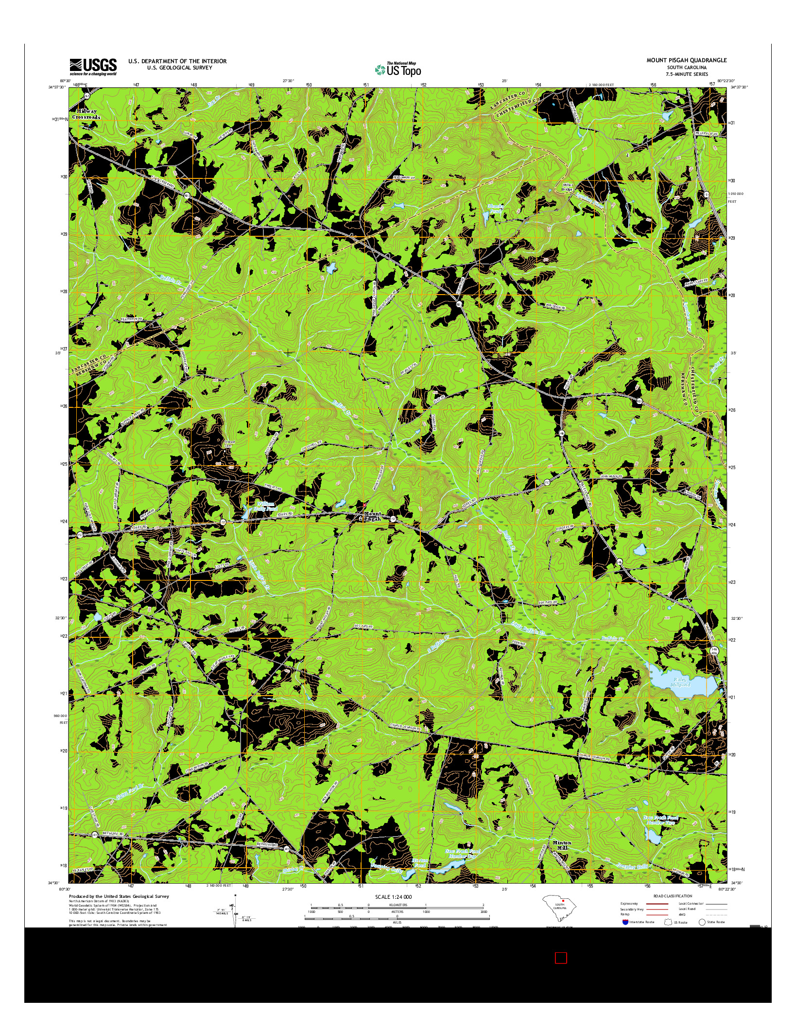 USGS US TOPO 7.5-MINUTE MAP FOR MOUNT PISGAH, SC 2017