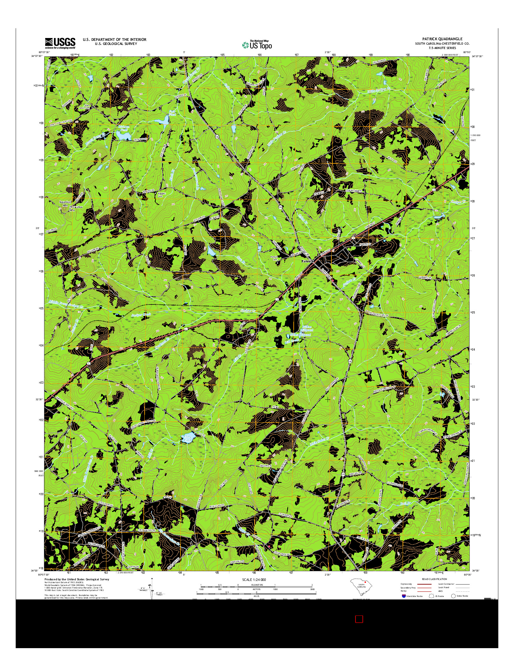 USGS US TOPO 7.5-MINUTE MAP FOR PATRICK, SC 2017