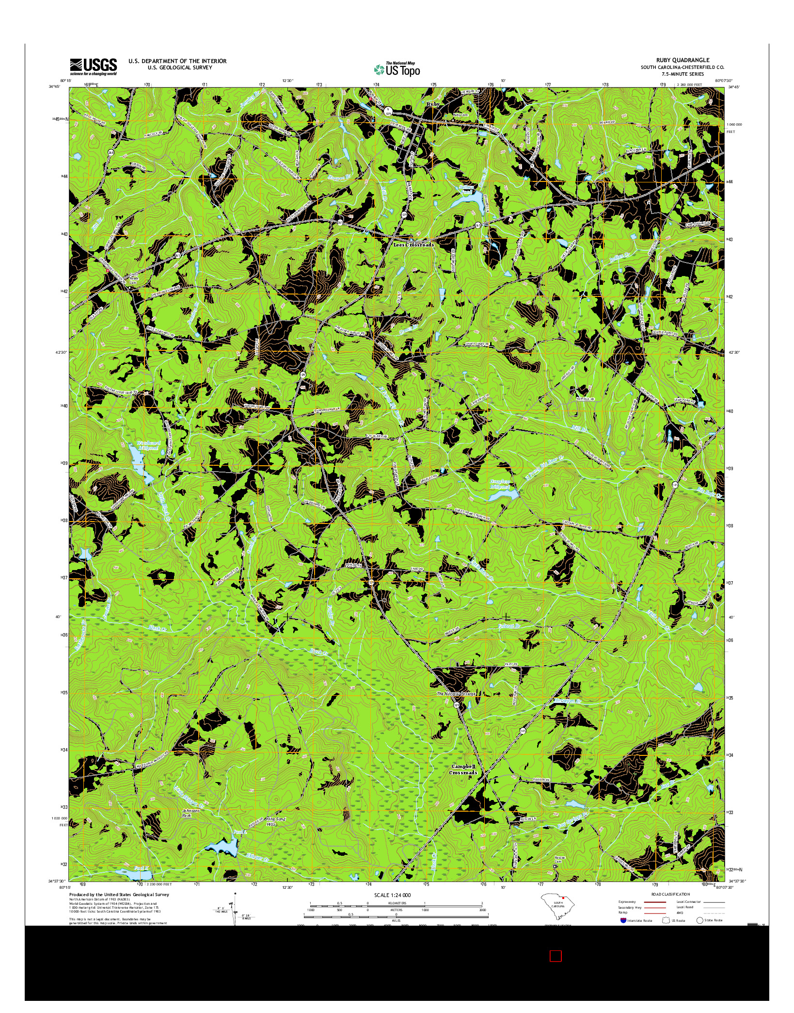 USGS US TOPO 7.5-MINUTE MAP FOR RUBY, SC 2017