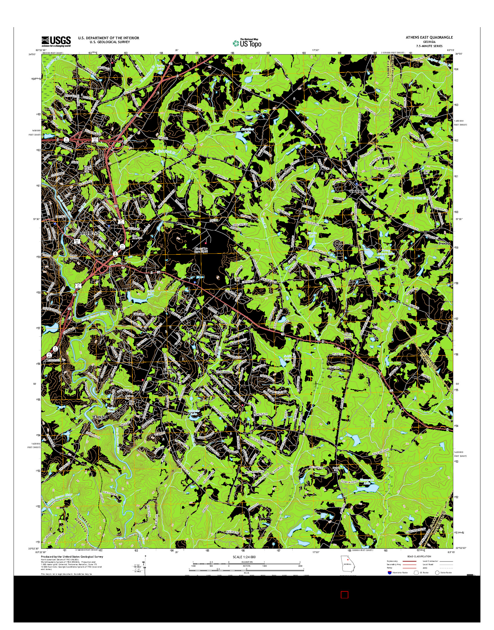 USGS US TOPO 7.5-MINUTE MAP FOR ATHENS EAST, GA 2017