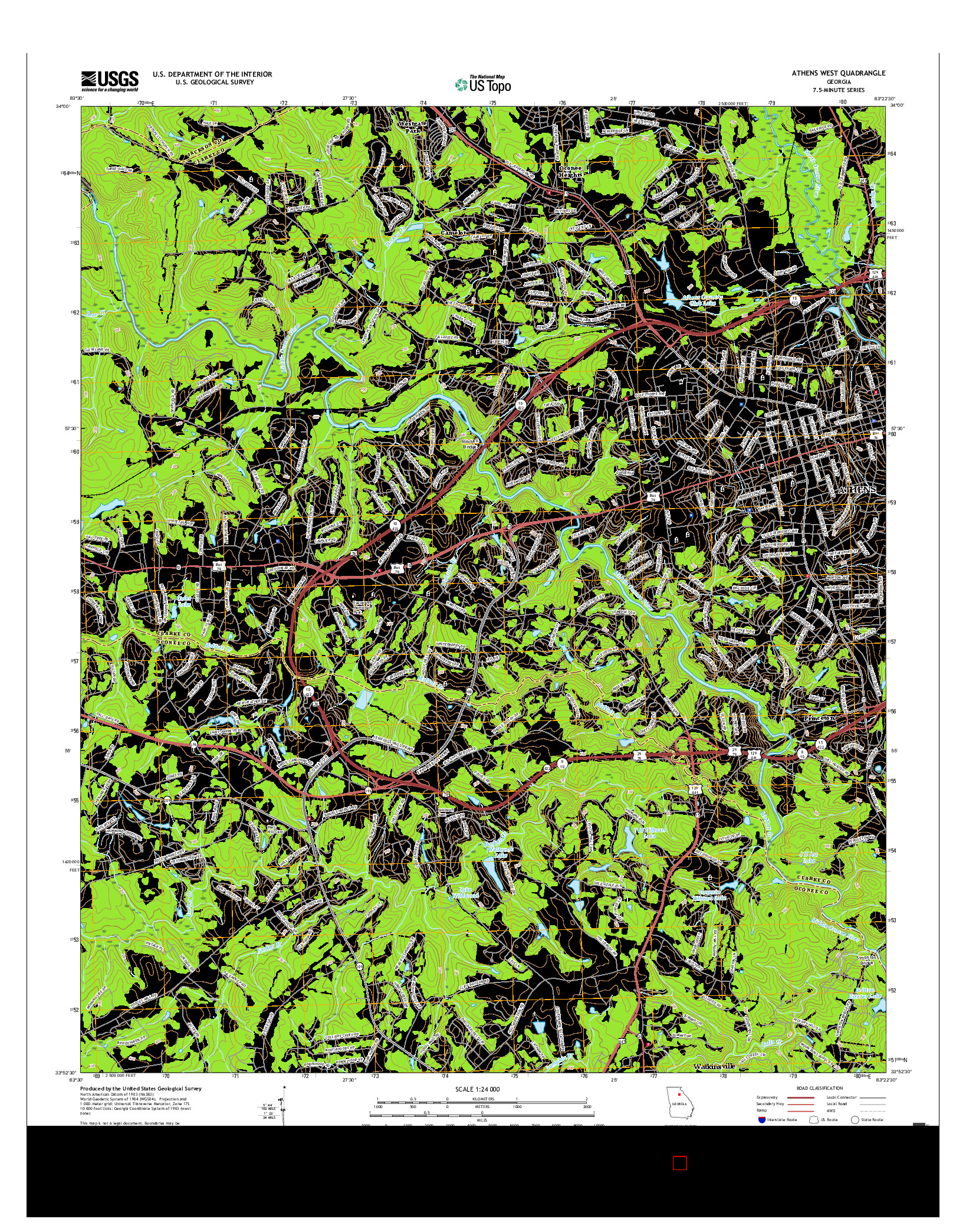 USGS US TOPO 7.5-MINUTE MAP FOR ATHENS WEST, GA 2017