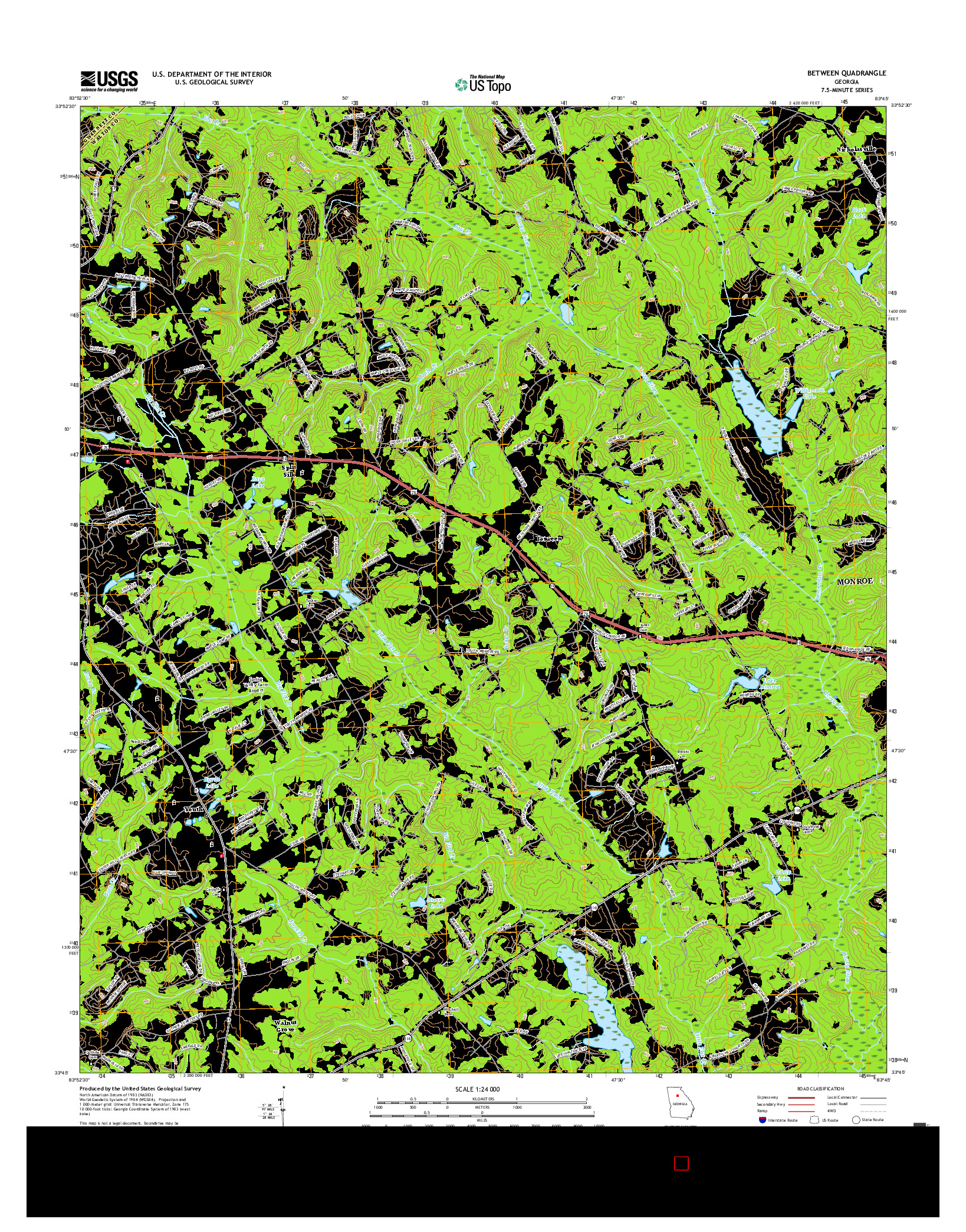 USGS US TOPO 7.5-MINUTE MAP FOR BETWEEN, GA 2017