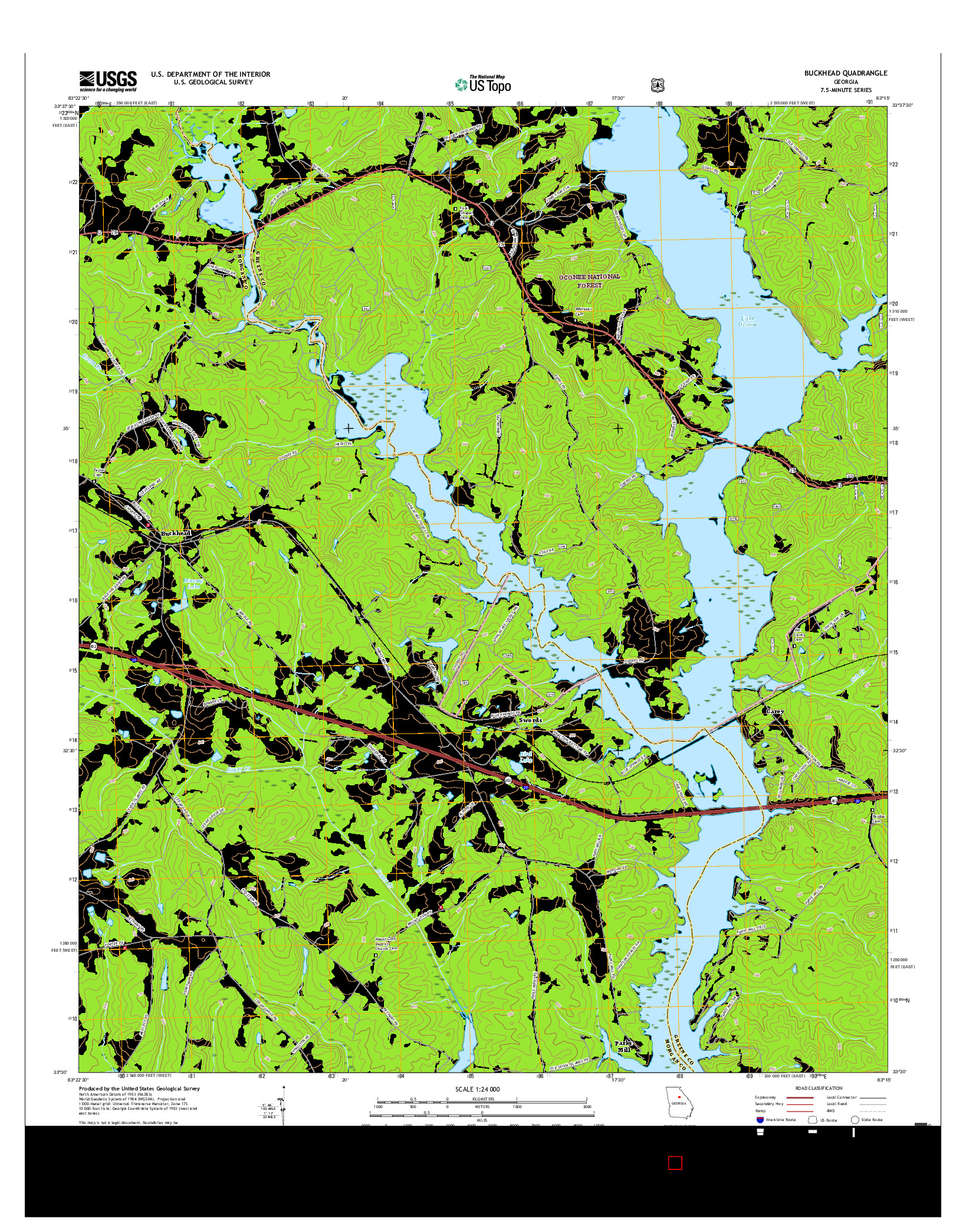 USGS US TOPO 7.5-MINUTE MAP FOR BUCKHEAD, GA 2017