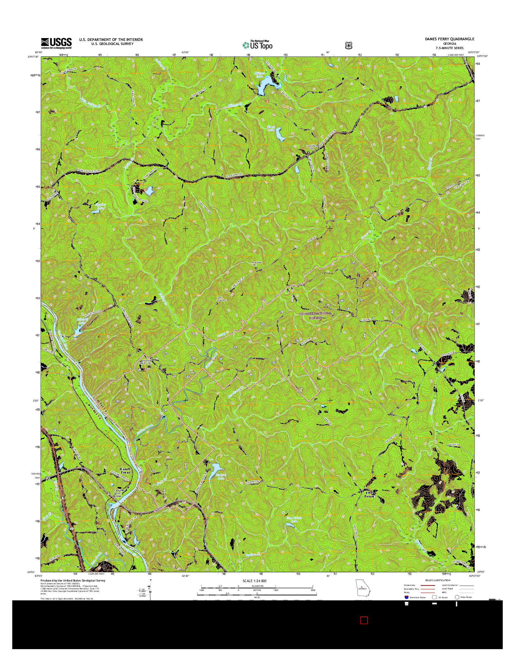USGS US TOPO 7.5-MINUTE MAP FOR DAMES FERRY, GA 2017