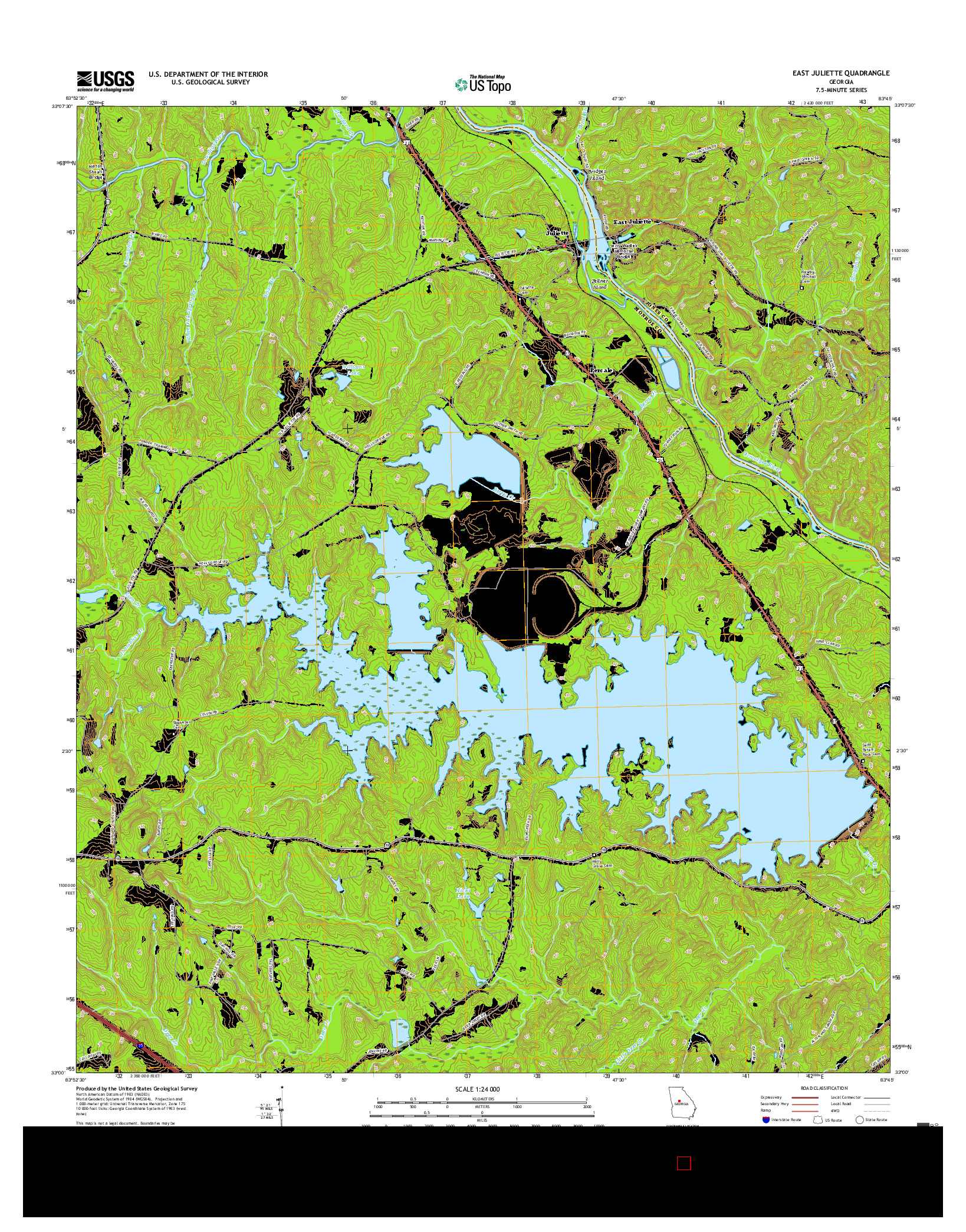 USGS US TOPO 7.5-MINUTE MAP FOR EAST JULIETTE, GA 2017