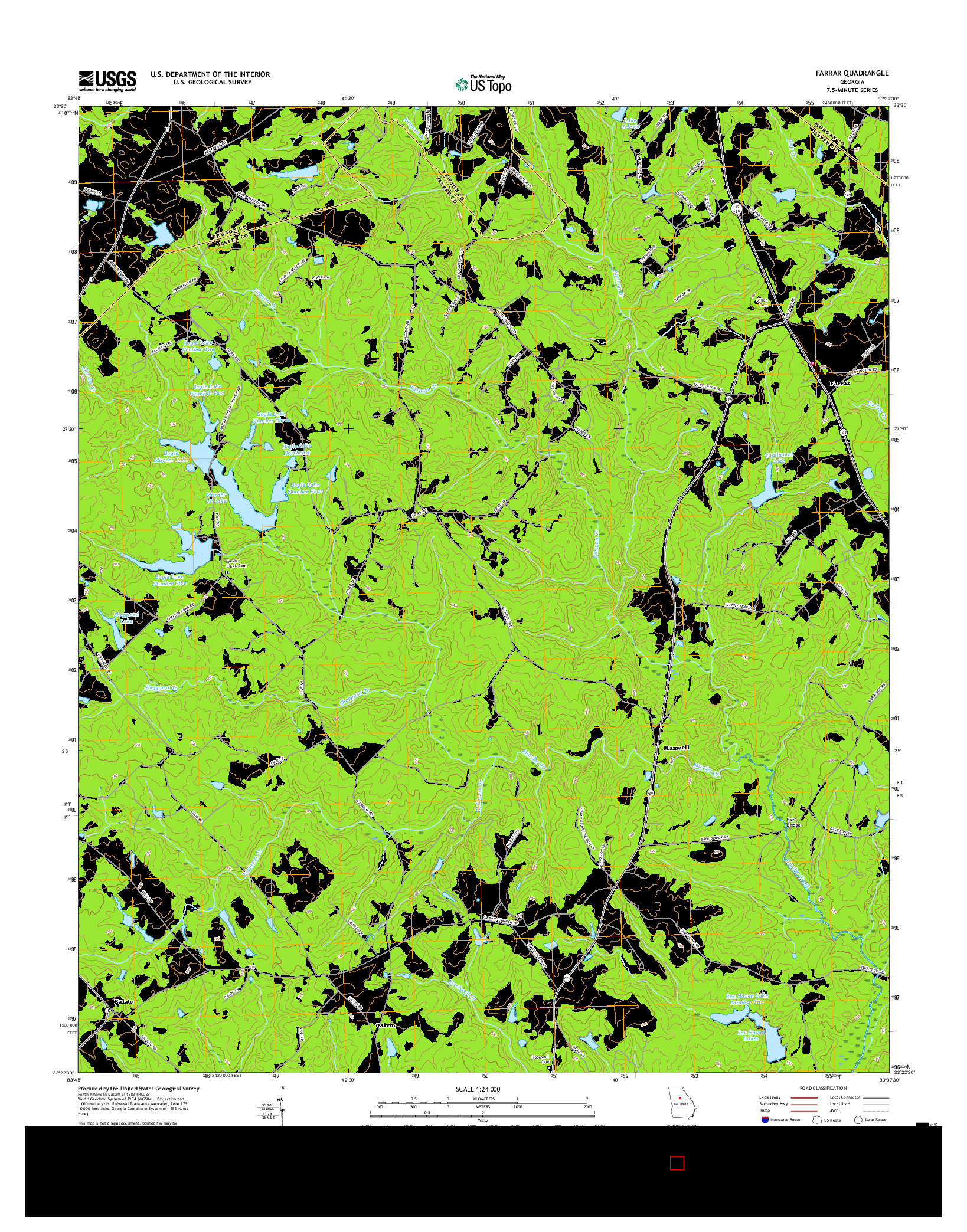 USGS US TOPO 7.5-MINUTE MAP FOR FARRAR, GA 2017