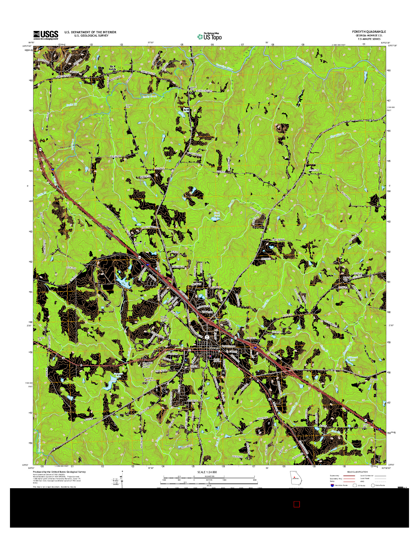 USGS US TOPO 7.5-MINUTE MAP FOR FORSYTH, GA 2017