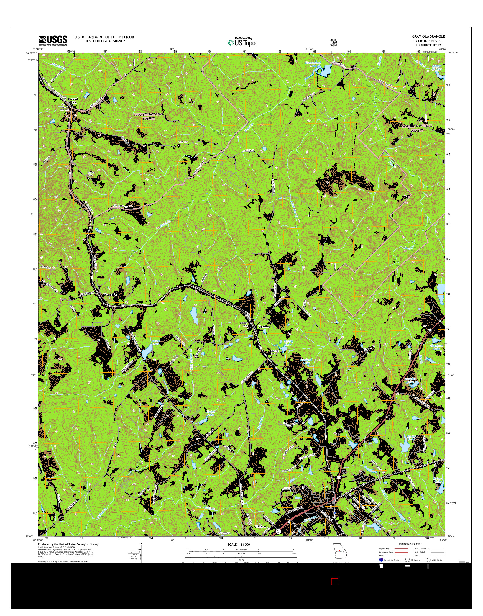 USGS US TOPO 7.5-MINUTE MAP FOR GRAY, GA 2017