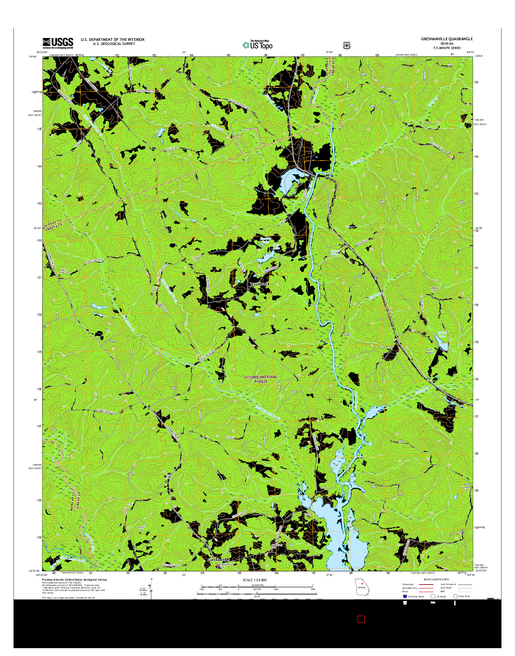 USGS US TOPO 7.5-MINUTE MAP FOR GRESHAMVILLE, GA 2017