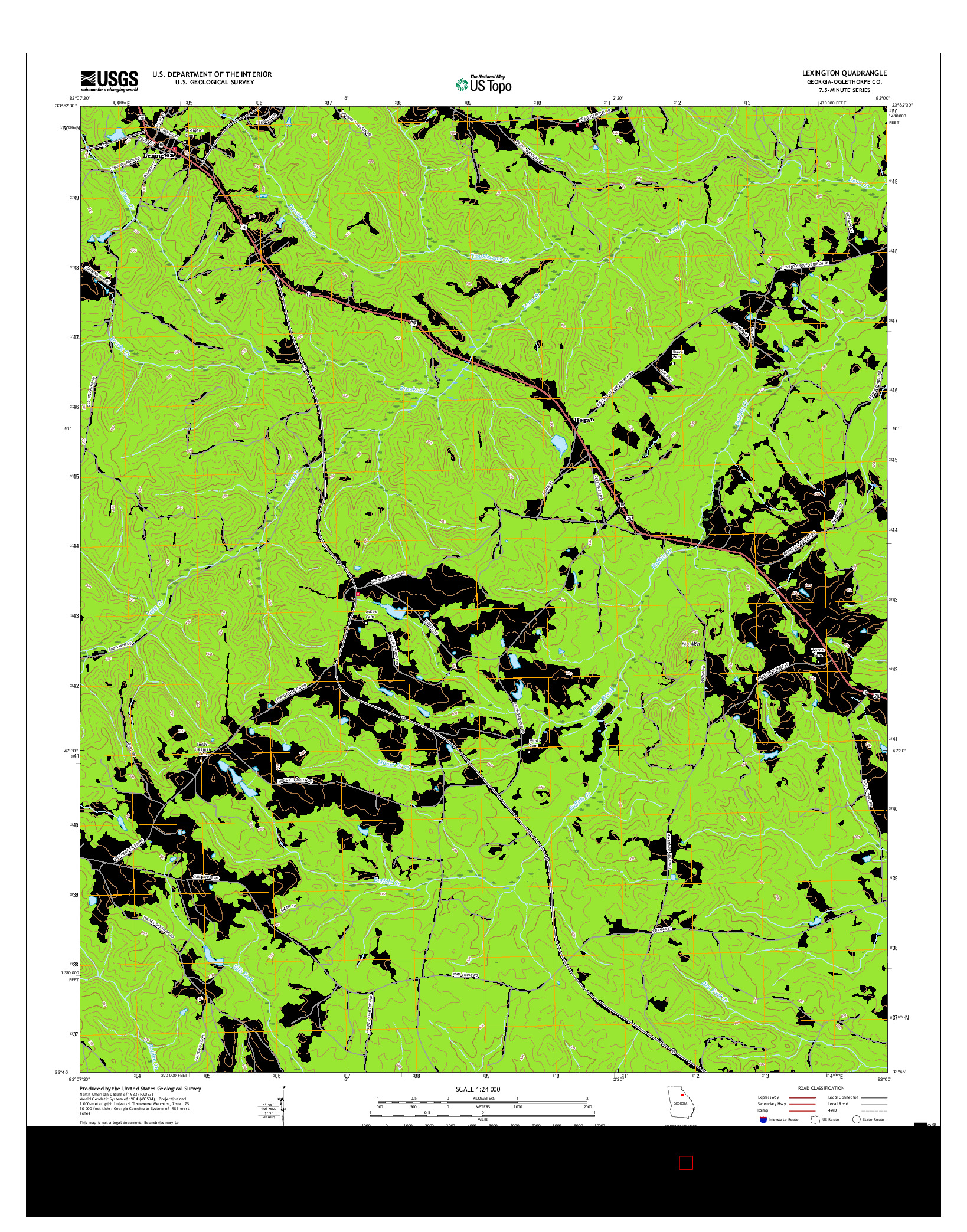 USGS US TOPO 7.5-MINUTE MAP FOR LEXINGTON, GA 2017