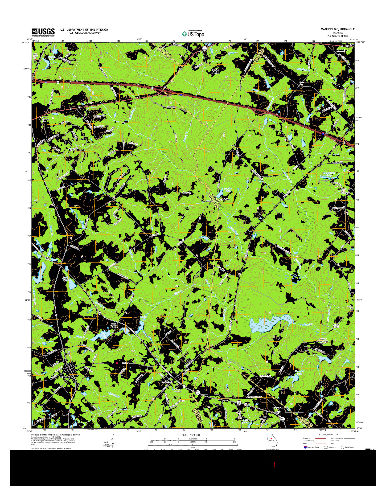 USGS US TOPO 7.5-MINUTE MAP FOR MANSFIELD, GA 2017