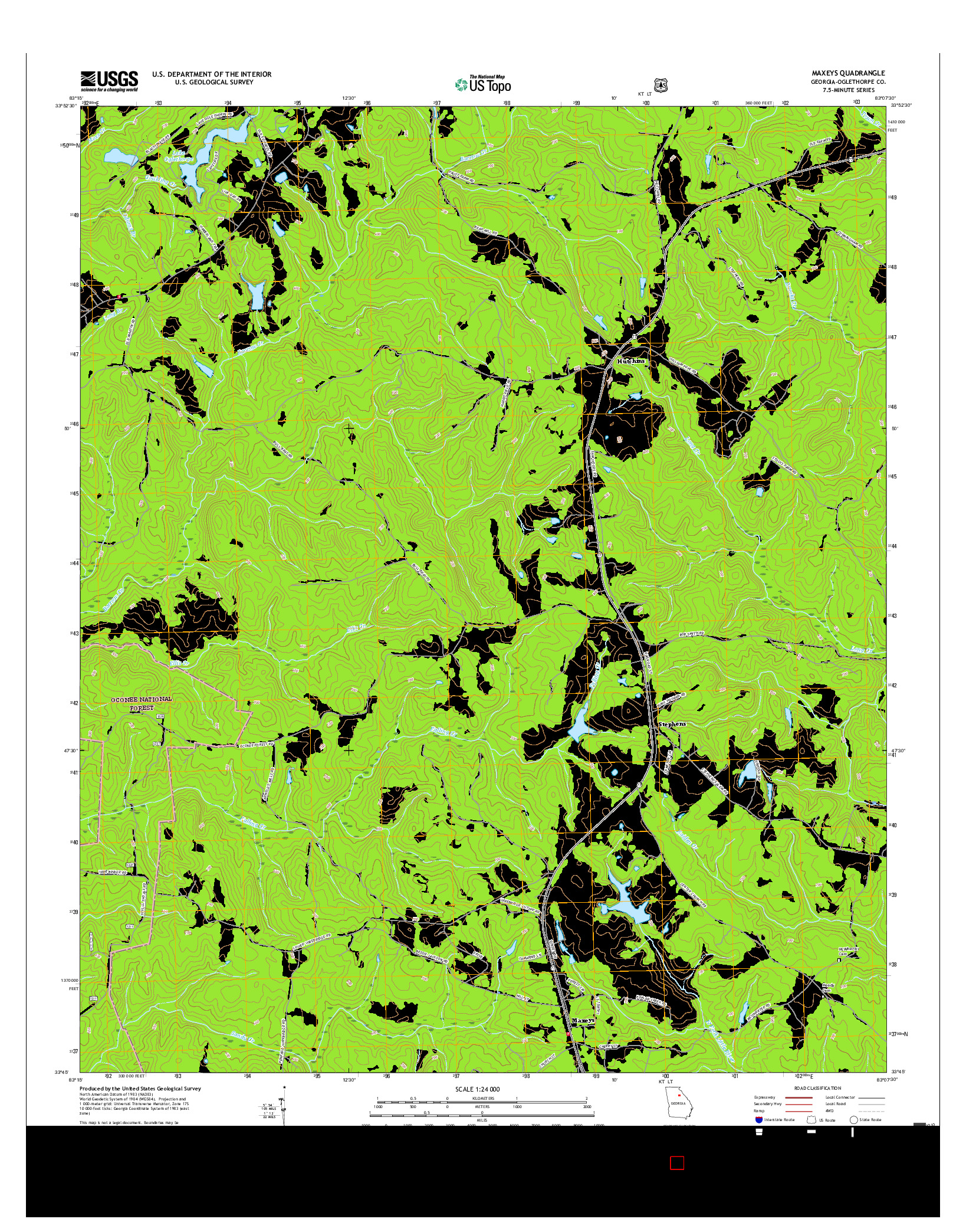 USGS US TOPO 7.5-MINUTE MAP FOR MAXEYS, GA 2017