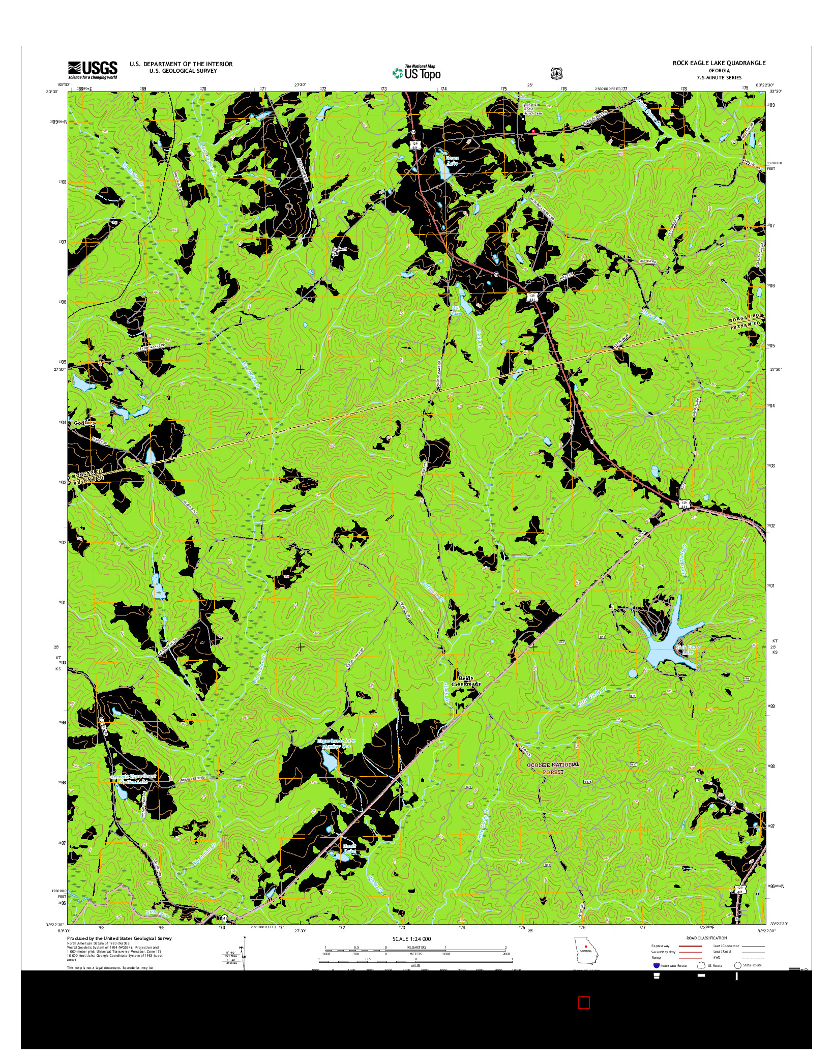 USGS US TOPO 7.5-MINUTE MAP FOR ROCK EAGLE LAKE, GA 2017