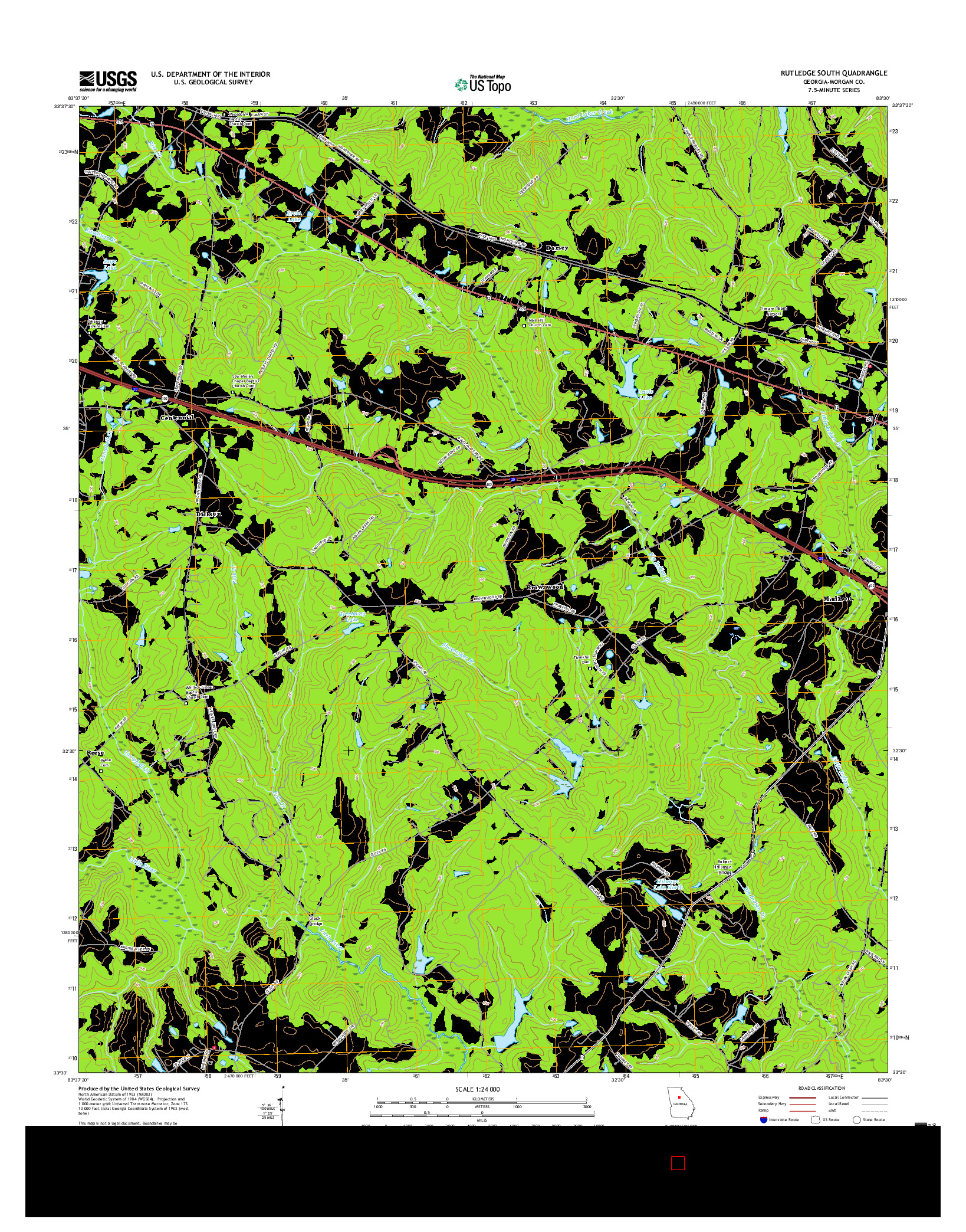 USGS US TOPO 7.5-MINUTE MAP FOR RUTLEDGE SOUTH, GA 2017