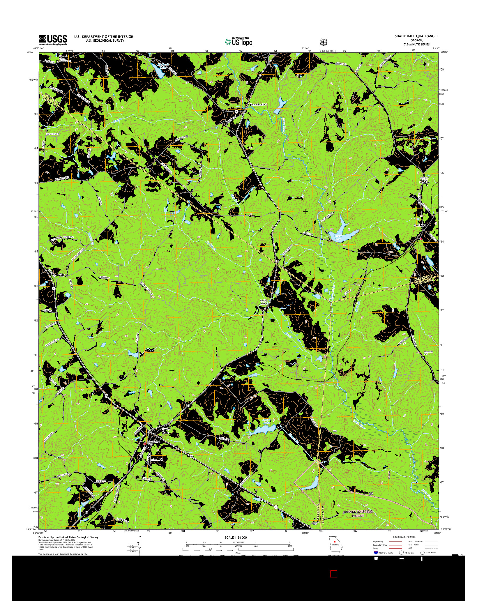USGS US TOPO 7.5-MINUTE MAP FOR SHADY DALE, GA 2017