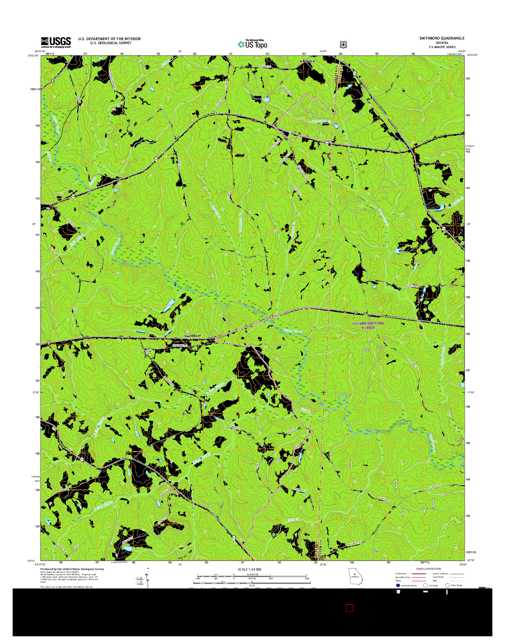 USGS US TOPO 7.5-MINUTE MAP FOR SMITHBORO, GA 2017