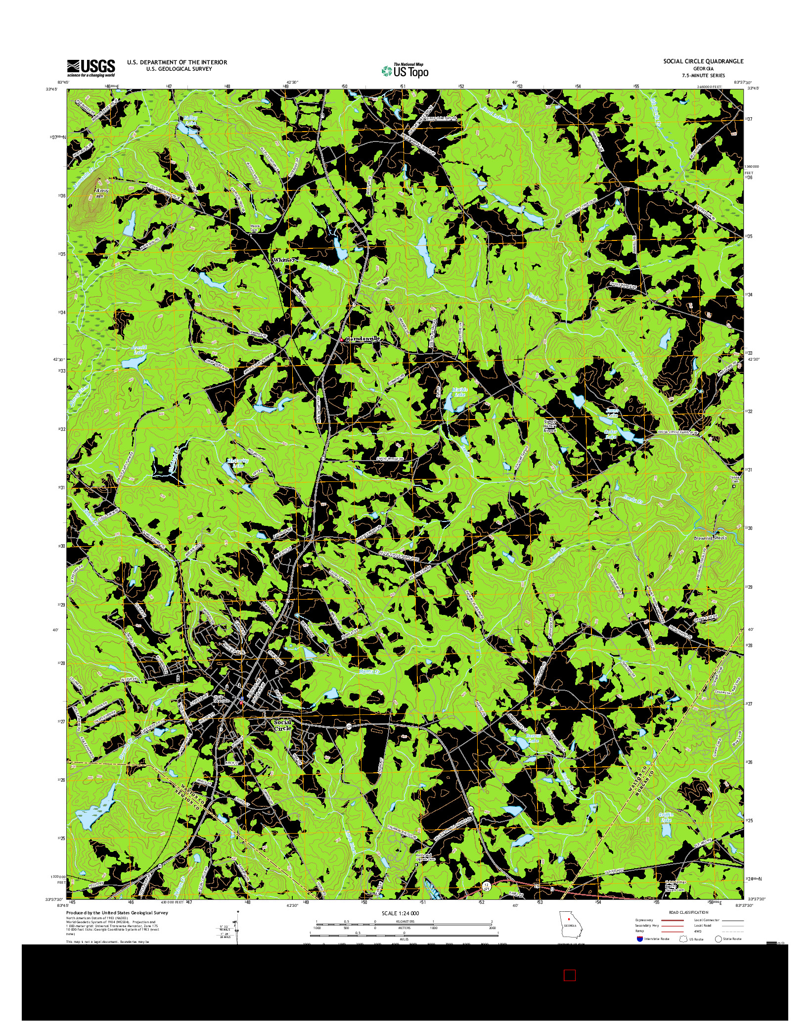 USGS US TOPO 7.5-MINUTE MAP FOR SOCIAL CIRCLE, GA 2017