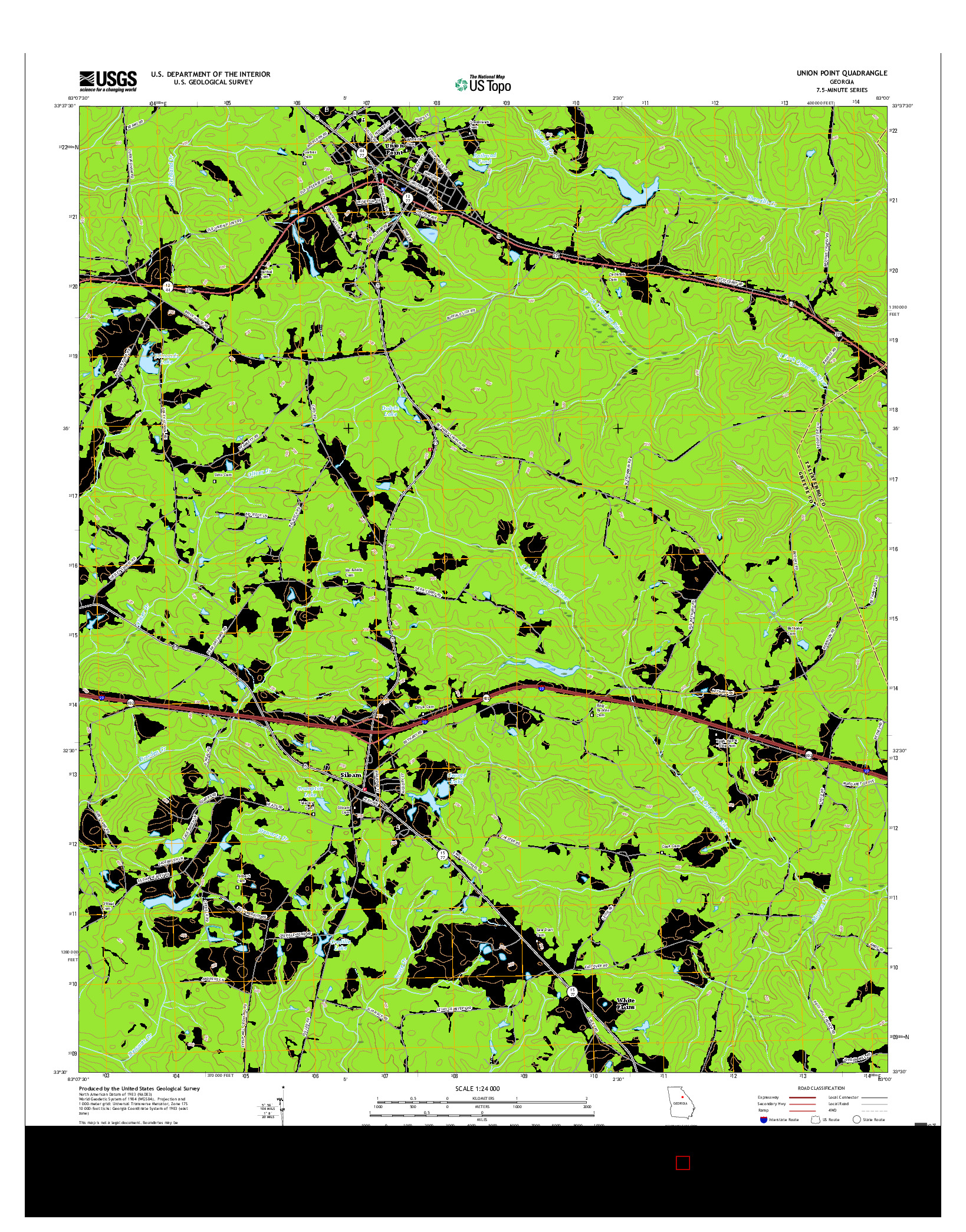 USGS US TOPO 7.5-MINUTE MAP FOR UNION POINT, GA 2017