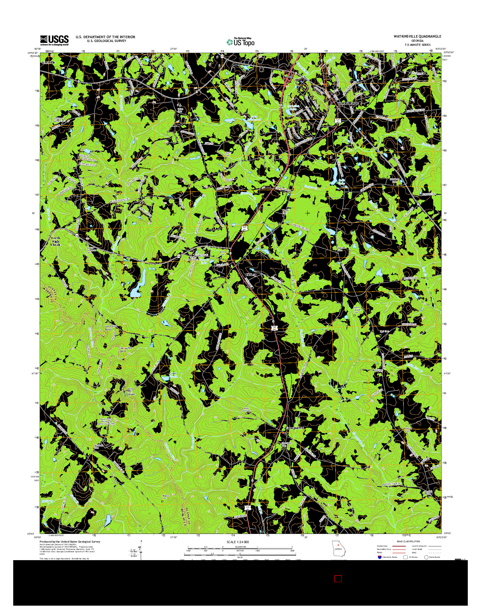 USGS US TOPO 7.5-MINUTE MAP FOR WATKINSVILLE, GA 2017