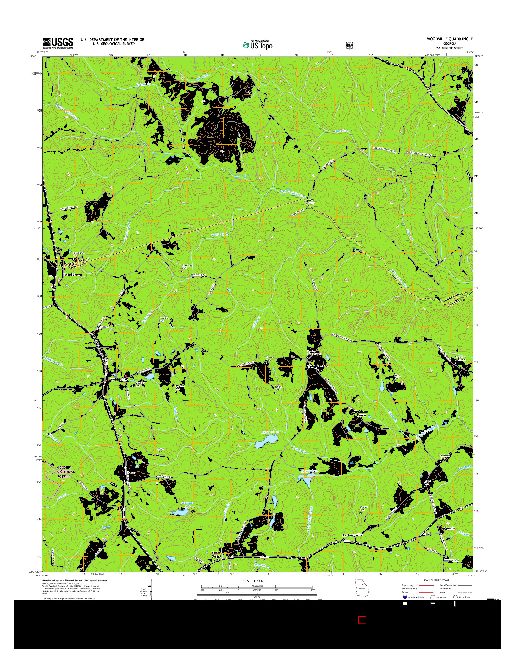 USGS US TOPO 7.5-MINUTE MAP FOR WOODVILLE, GA 2017