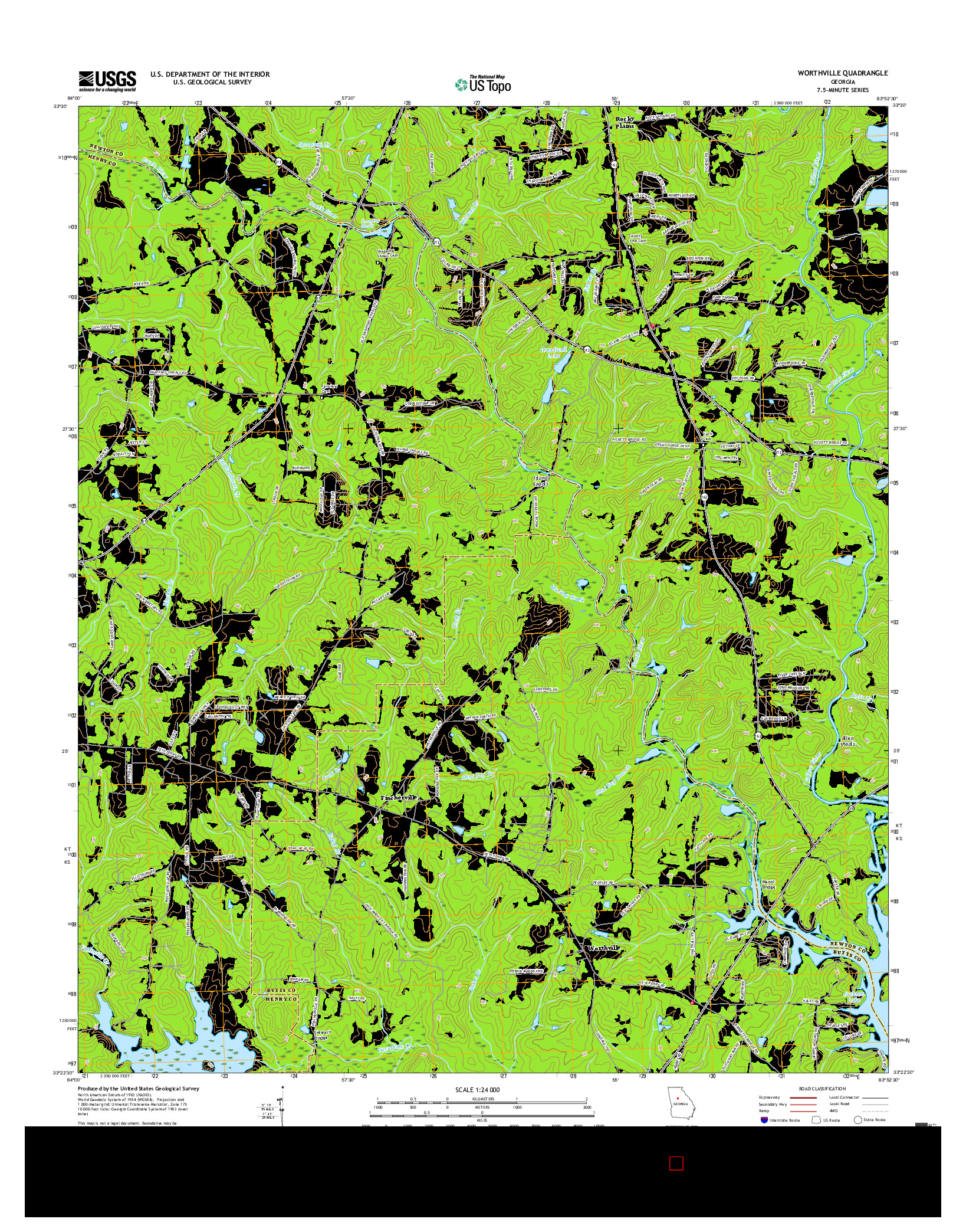 USGS US TOPO 7.5-MINUTE MAP FOR WORTHVILLE, GA 2017