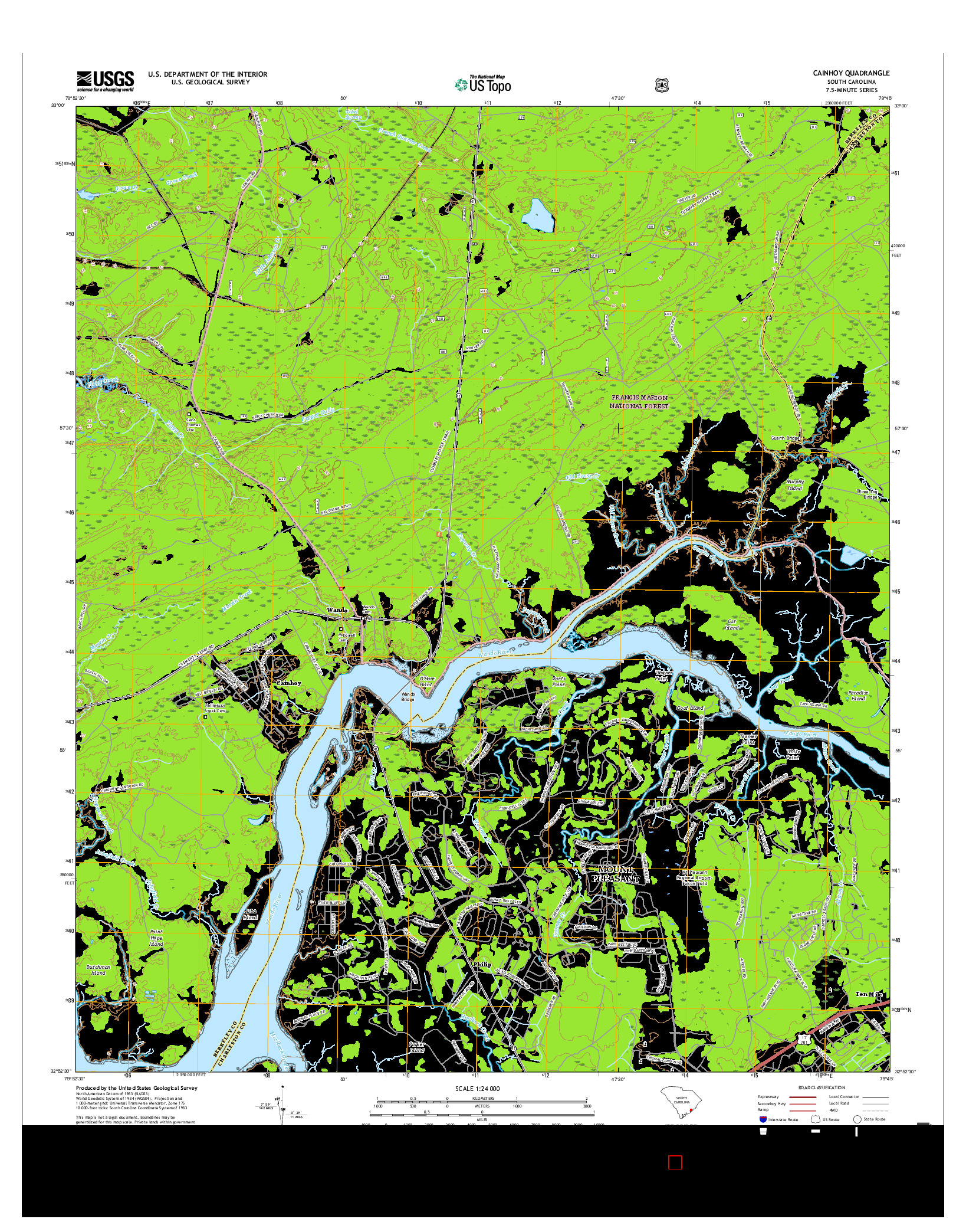 USGS US TOPO 7.5-MINUTE MAP FOR CAINHOY, SC 2017