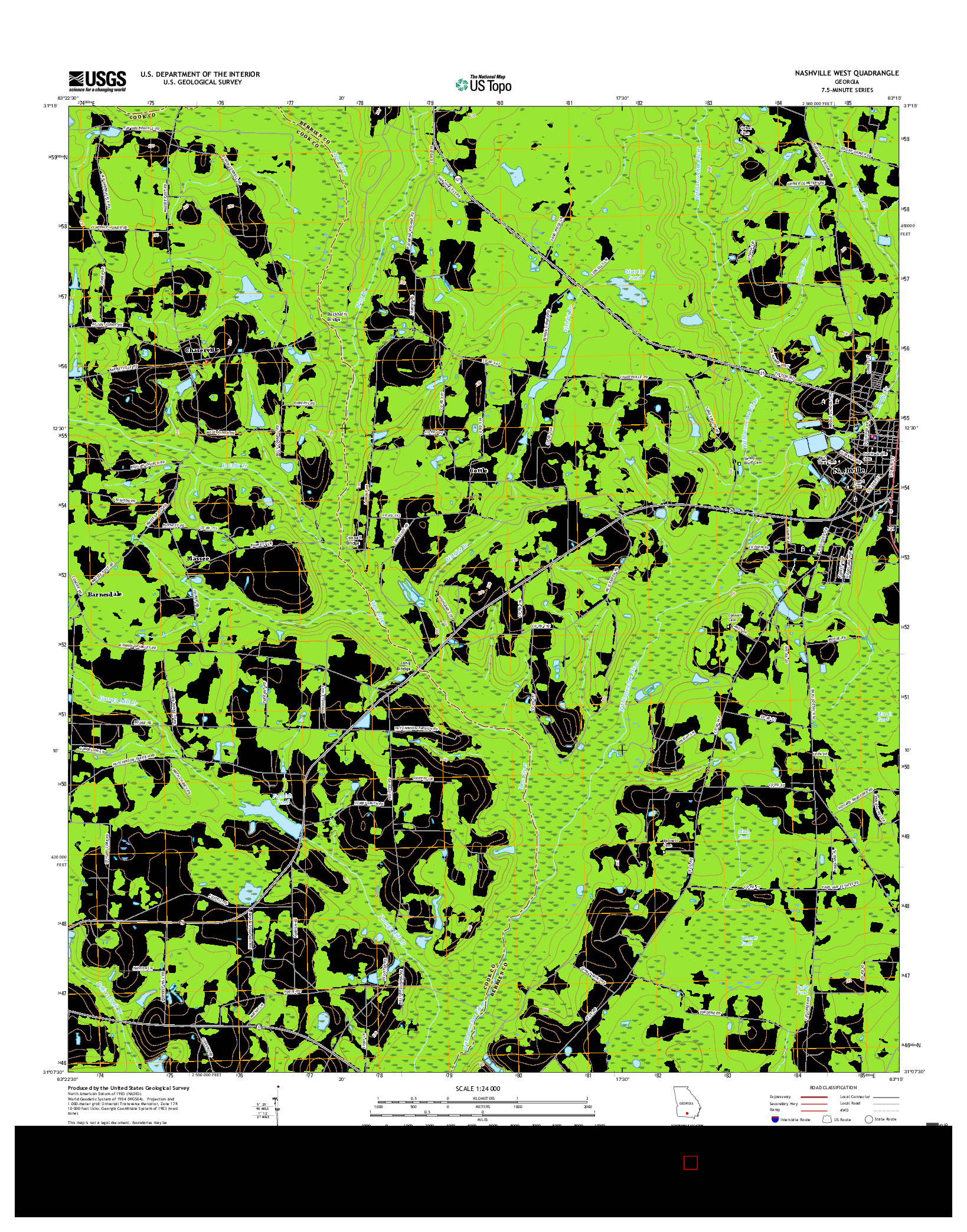 USGS US TOPO 7.5-MINUTE MAP FOR NASHVILLE WEST, GA 2017