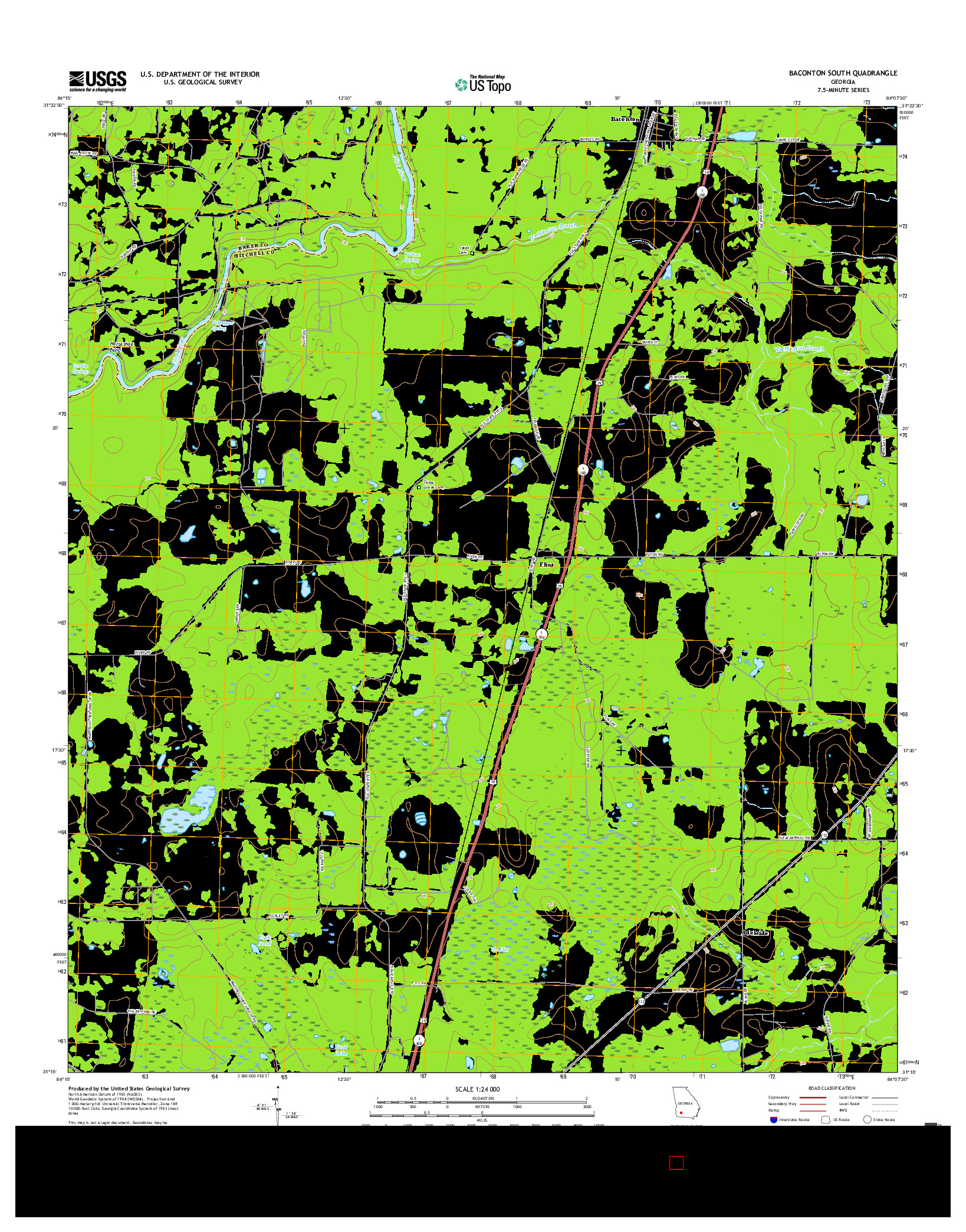 USGS US TOPO 7.5-MINUTE MAP FOR BACONTON SOUTH, GA 2017