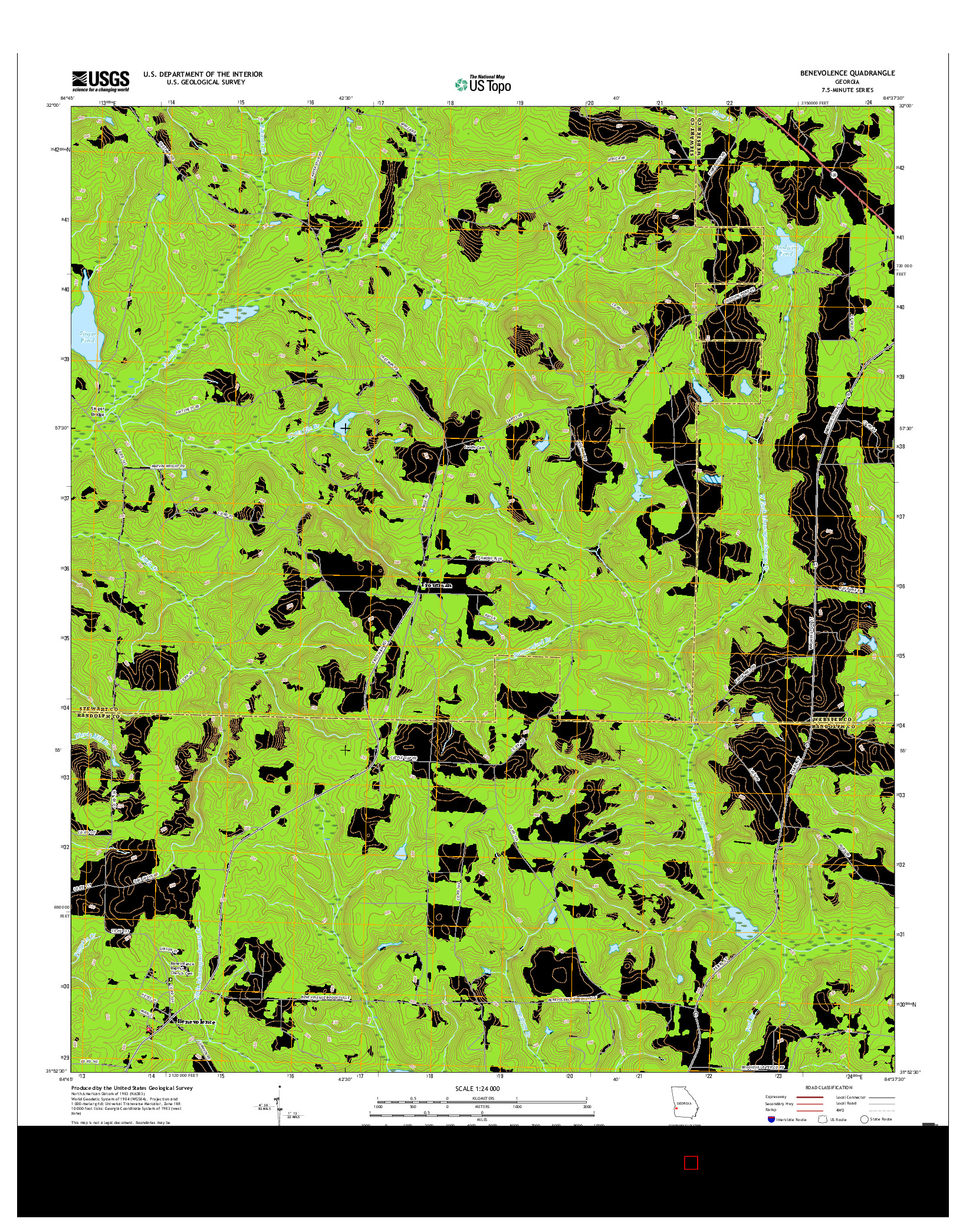 USGS US TOPO 7.5-MINUTE MAP FOR BENEVOLENCE, GA 2017