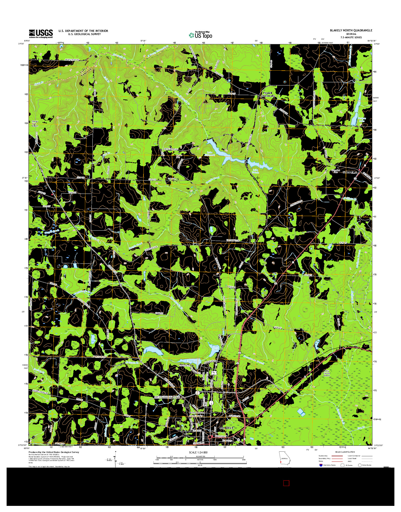 USGS US TOPO 7.5-MINUTE MAP FOR BLAKELY NORTH, GA 2017