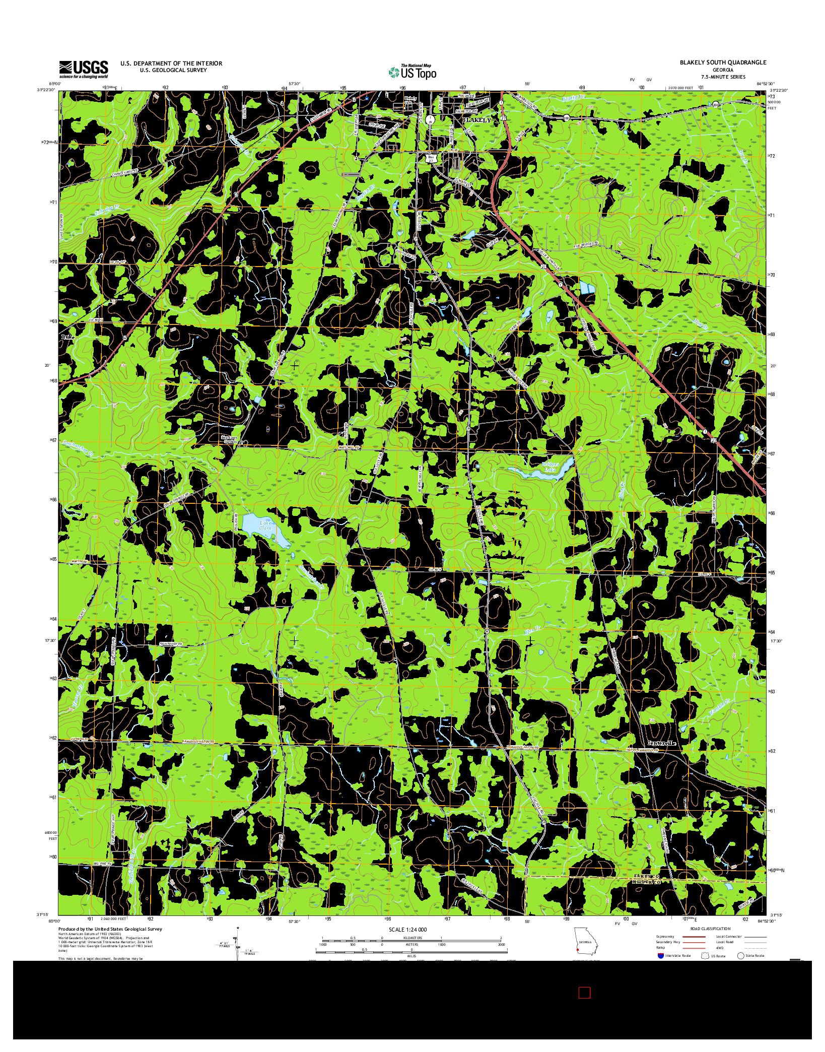 USGS US TOPO 7.5-MINUTE MAP FOR BLAKELY SOUTH, GA 2017