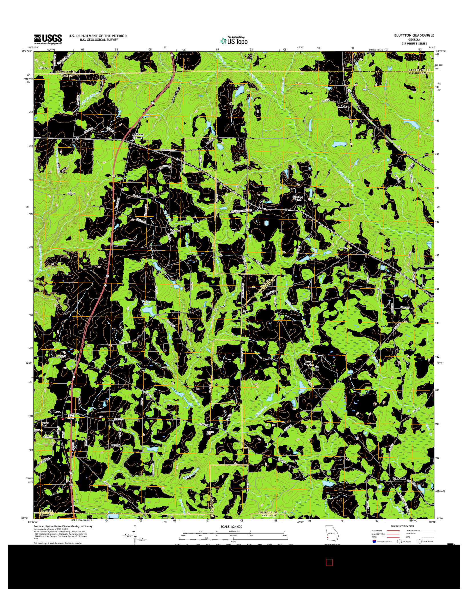 USGS US TOPO 7.5-MINUTE MAP FOR BLUFFTON, GA 2017