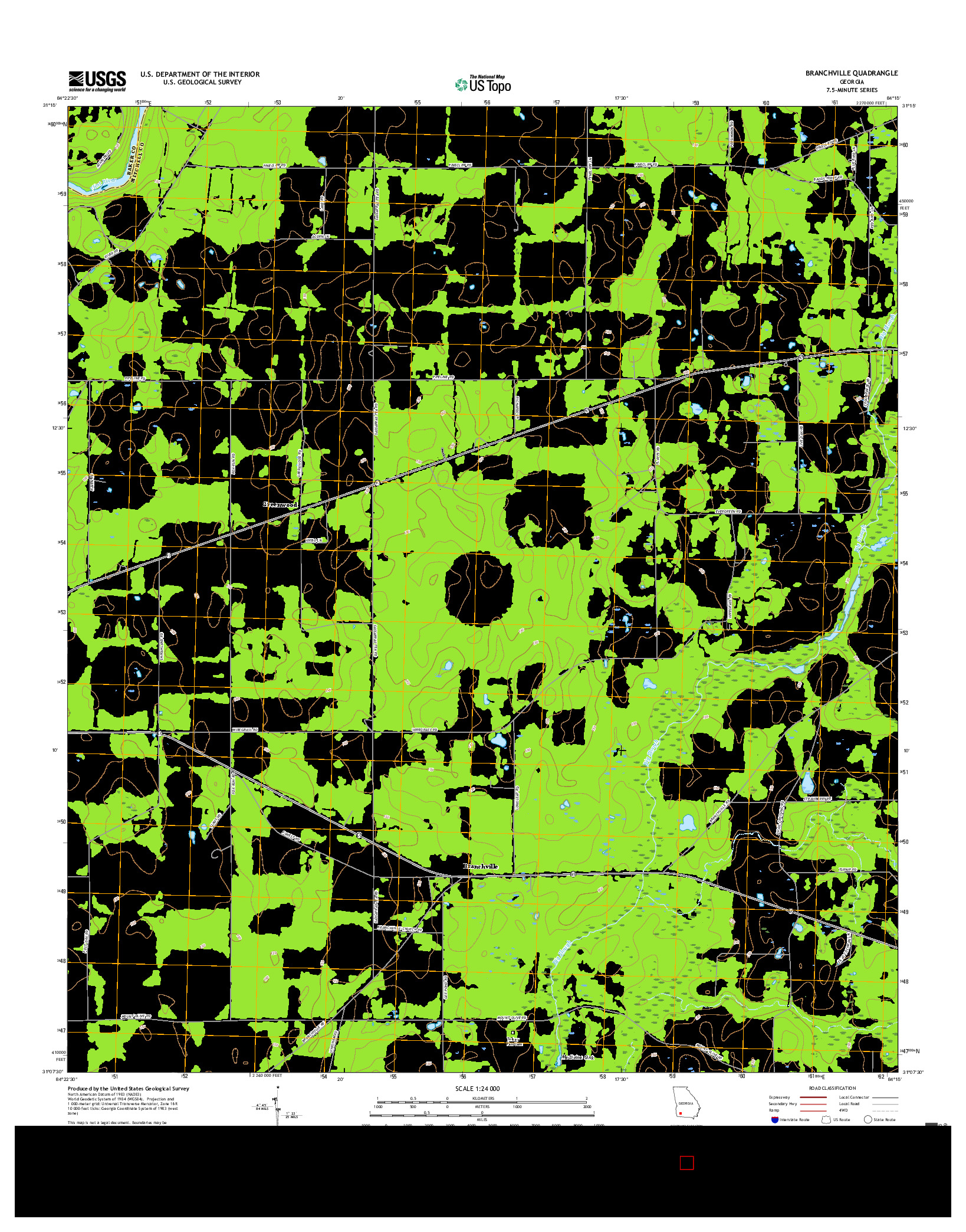 USGS US TOPO 7.5-MINUTE MAP FOR BRANCHVILLE, GA 2017