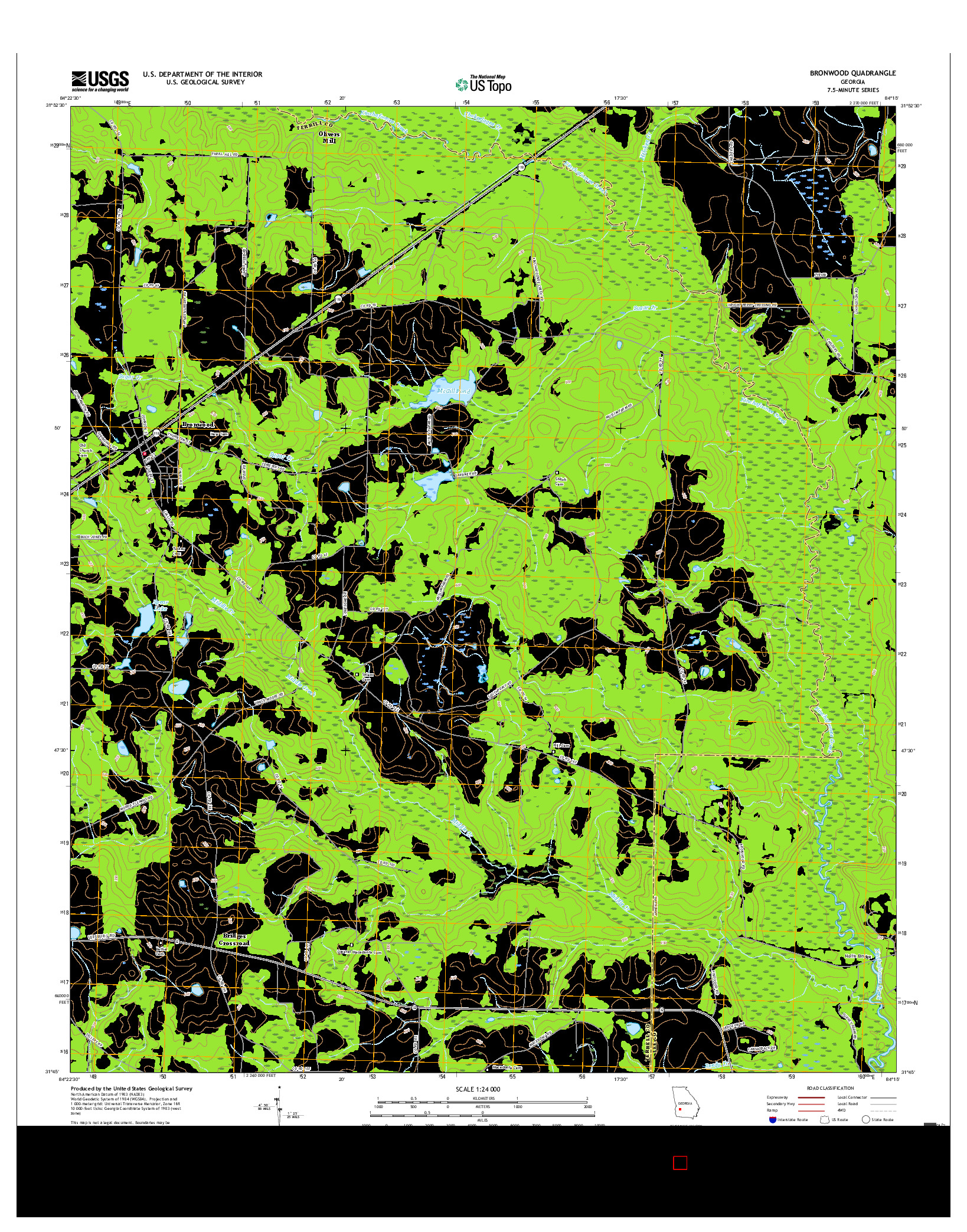 USGS US TOPO 7.5-MINUTE MAP FOR BRONWOOD, GA 2017