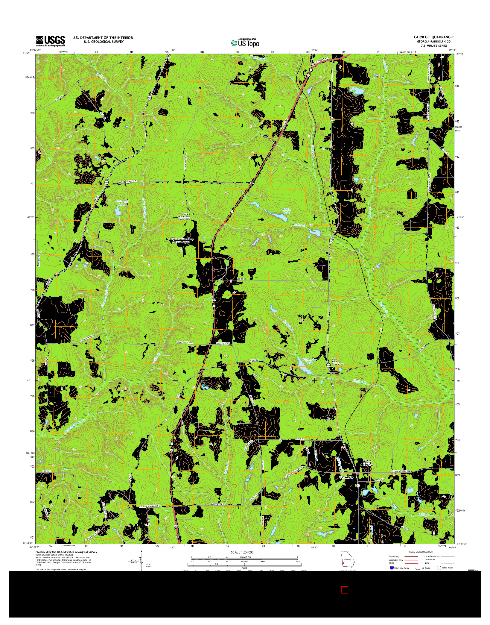 USGS US TOPO 7.5-MINUTE MAP FOR CARNEGIE, GA 2017